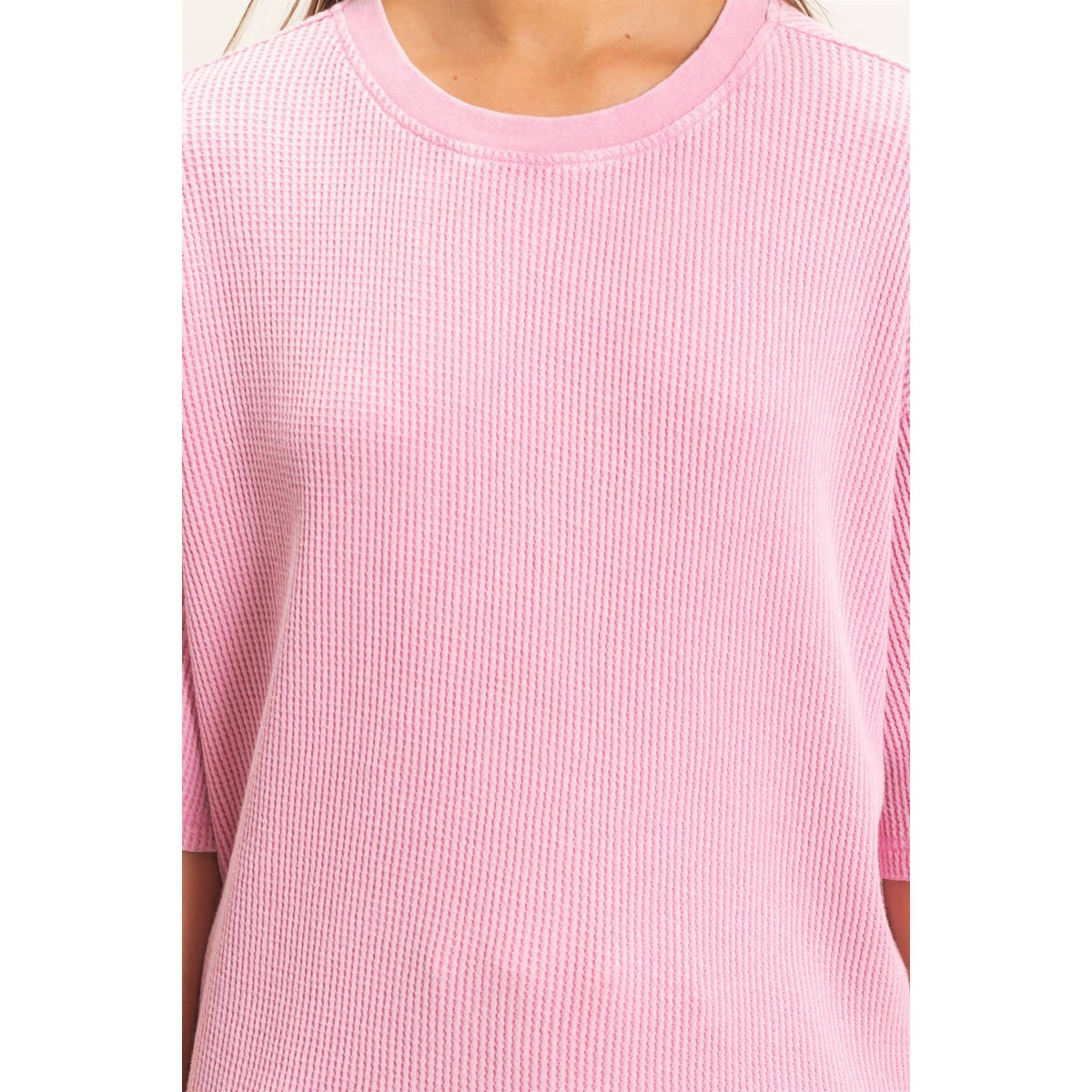 Indy Mineral Wash Waffle Top | Pink