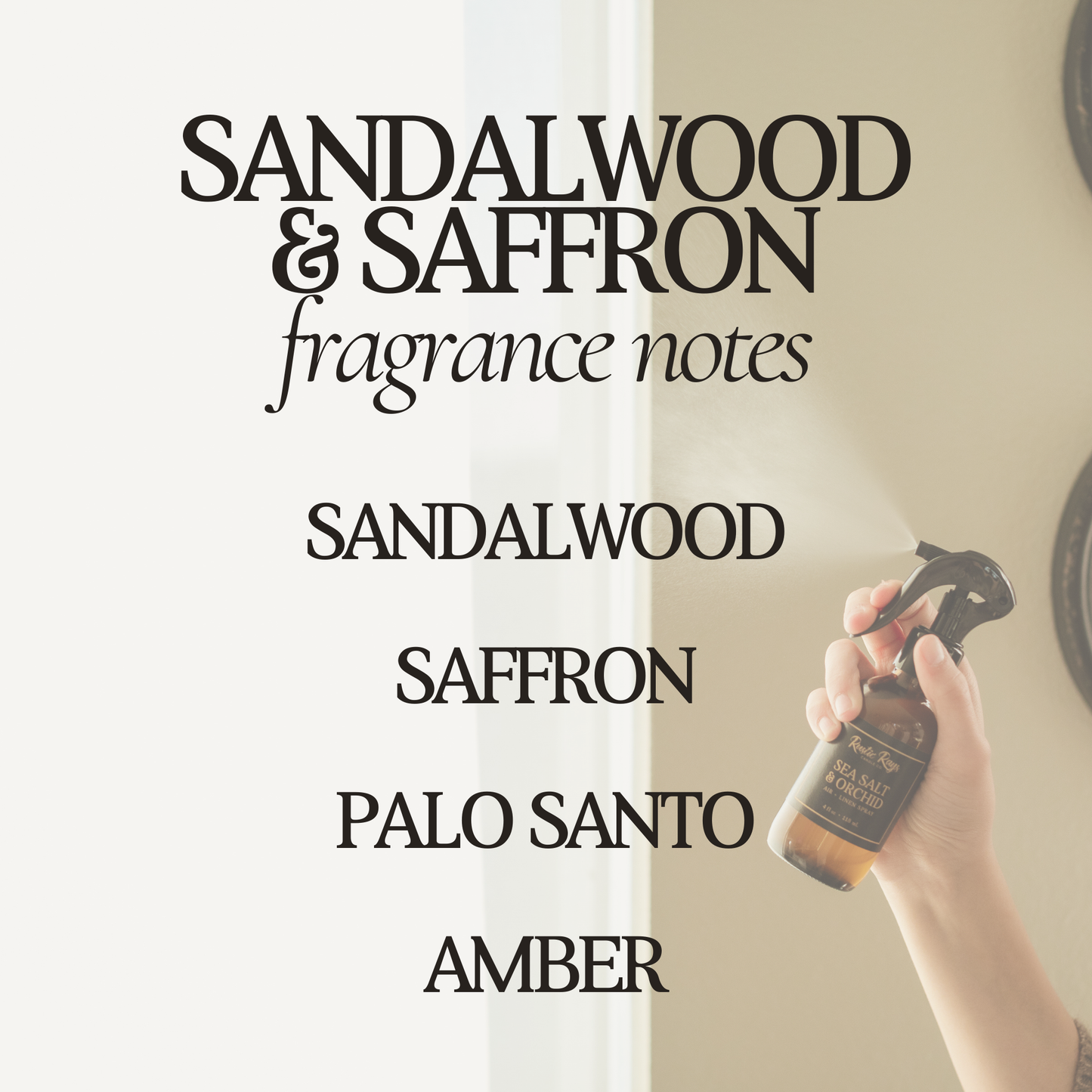 Sandalwood & Saffron Room Spray - 4 oz Amber Glass Bottle