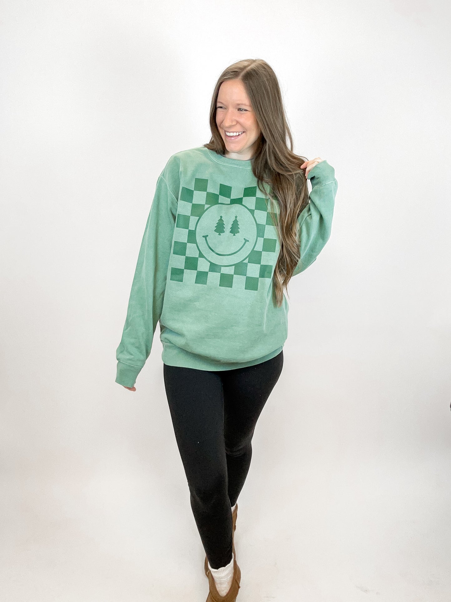 Checkered Trees Crewneck - Comfort Colors
