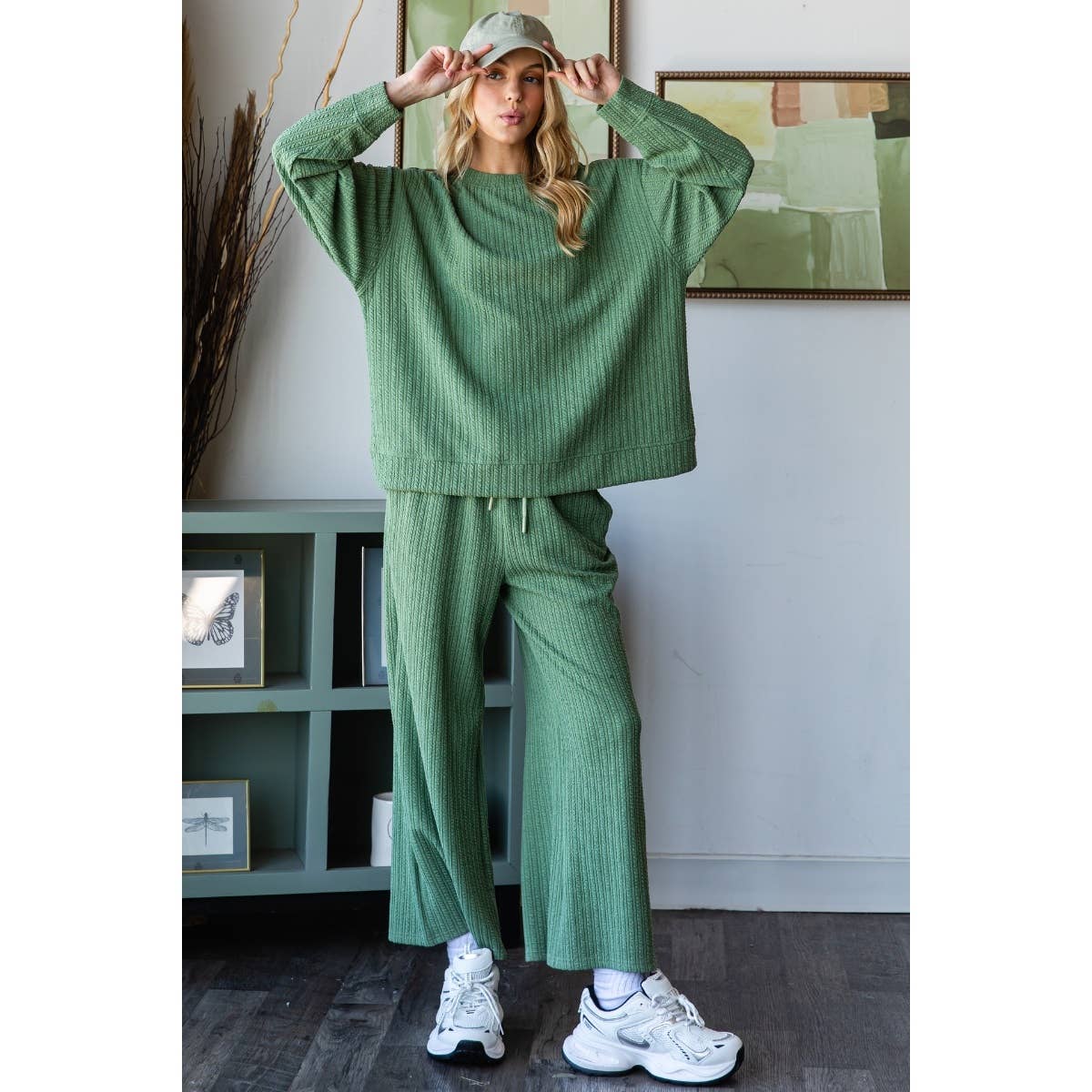 Delta Waffle Textured Long Sleeve | Olive