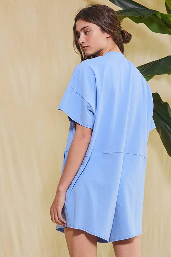 Hollis V-Neck Romper | Blue