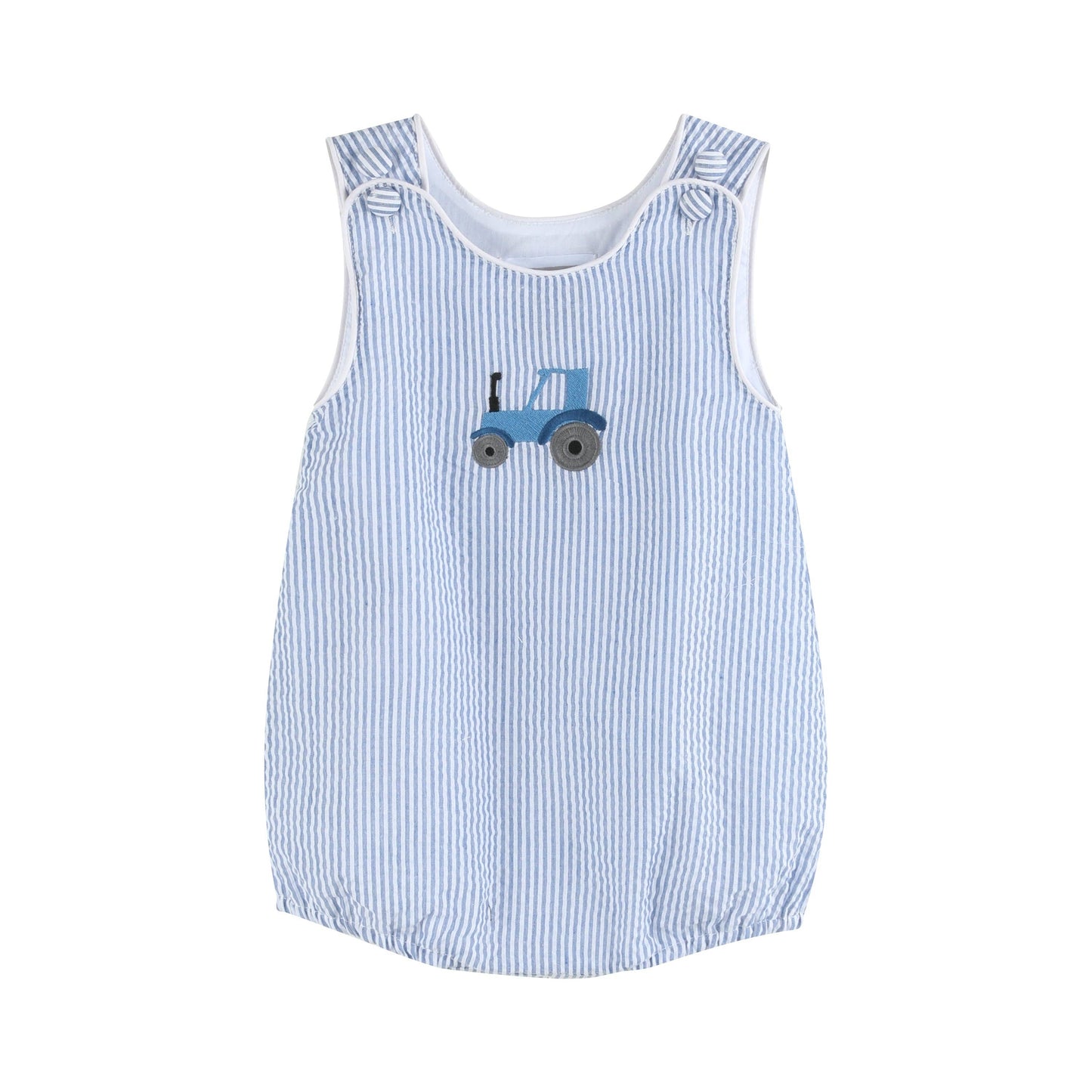 Tractor Seersucker Bubble Romper