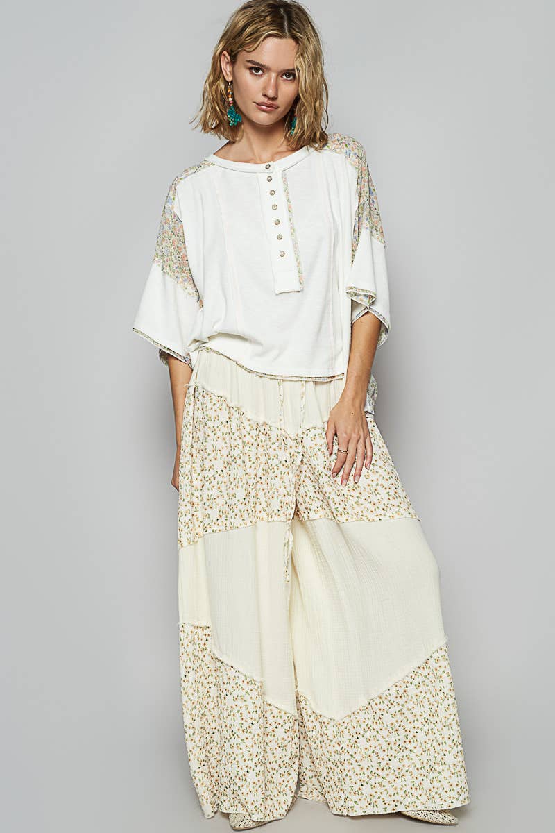Blair Contrast Floral Pants | Natural