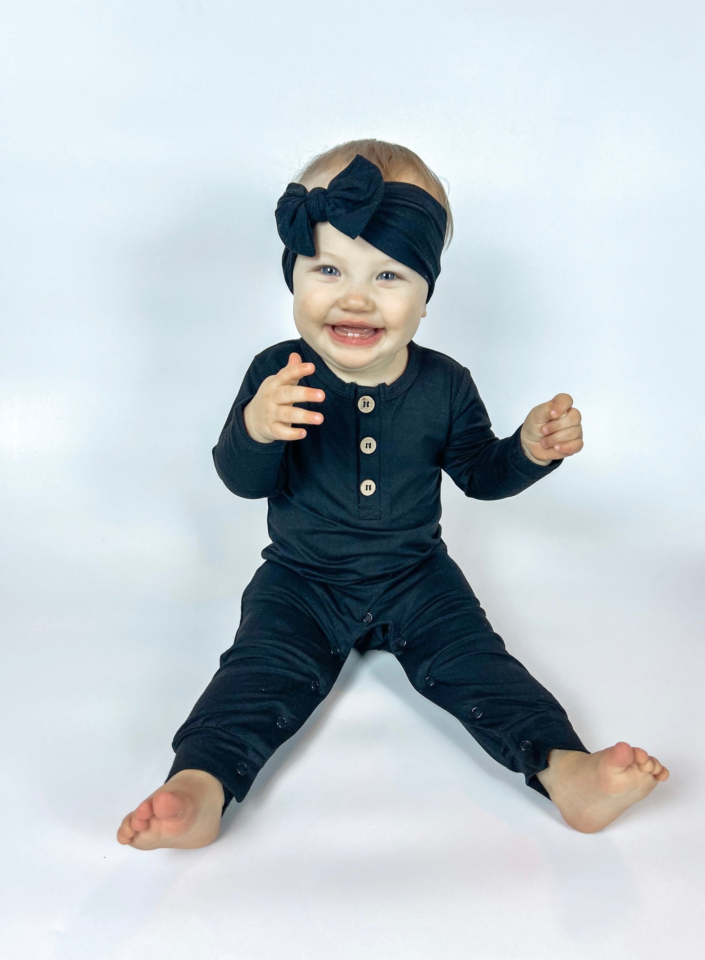Bamboo Henley Romper | Black