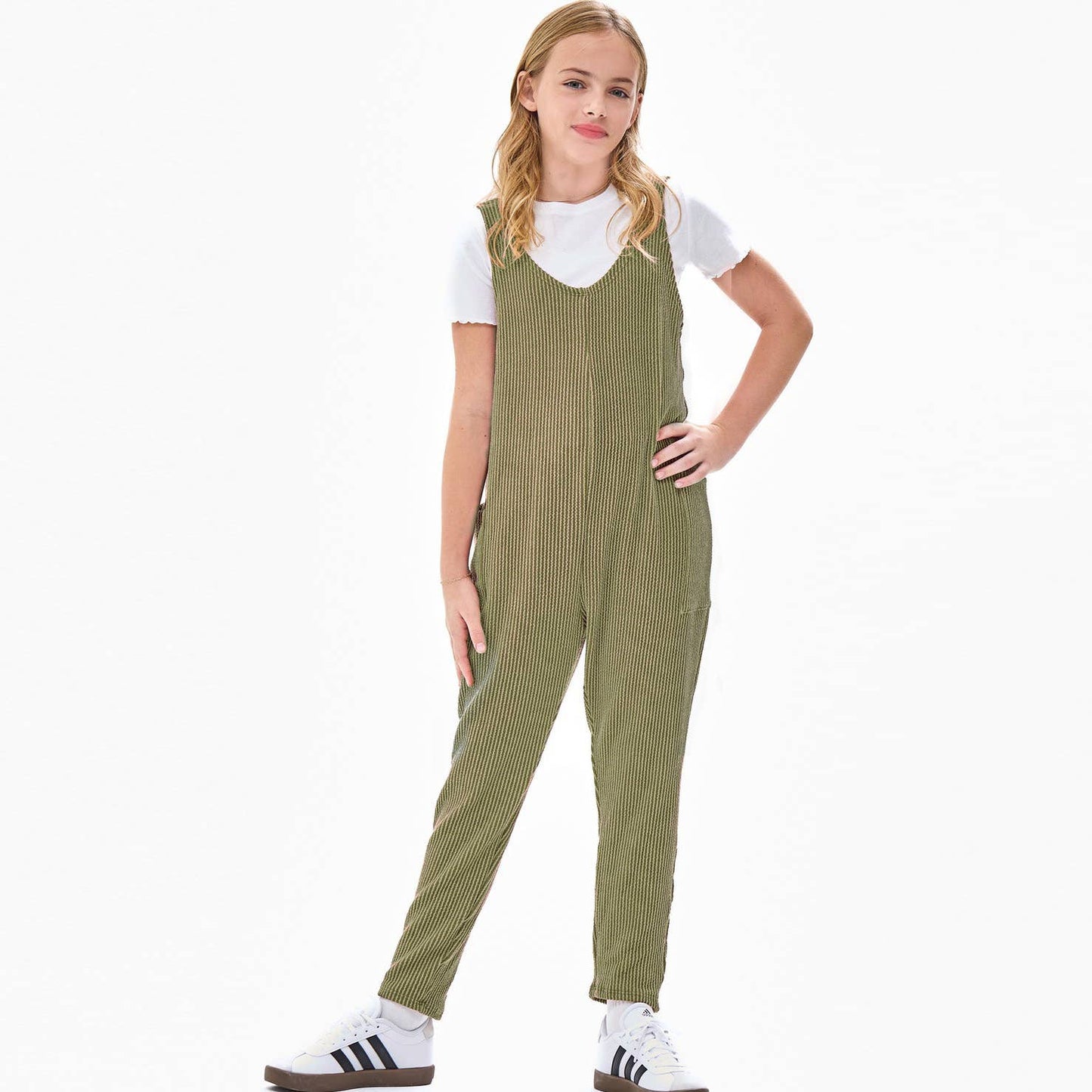 Girls Ribbed Jumpsuit | Blue
