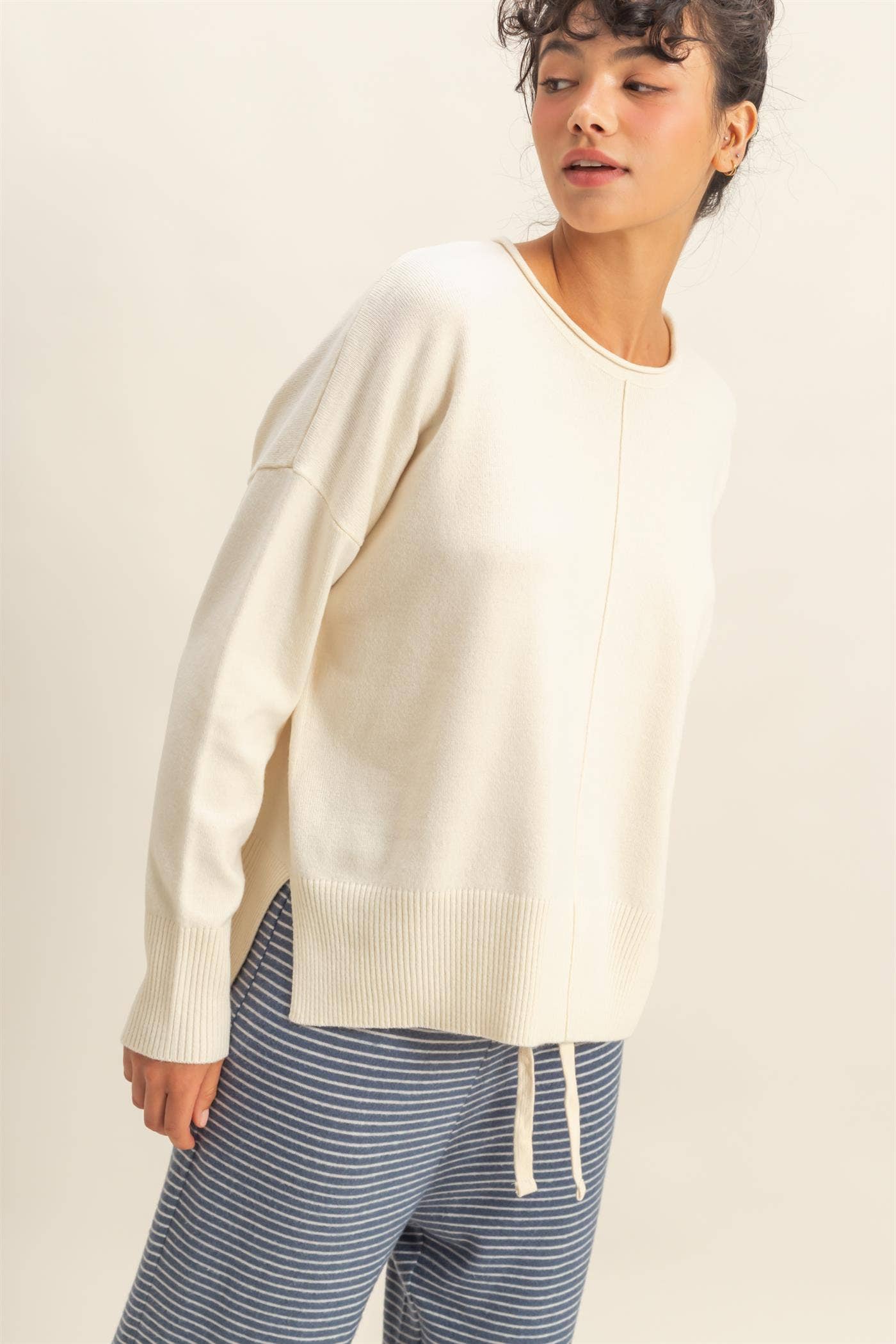 Halle Roll Neck Sweater | Cream