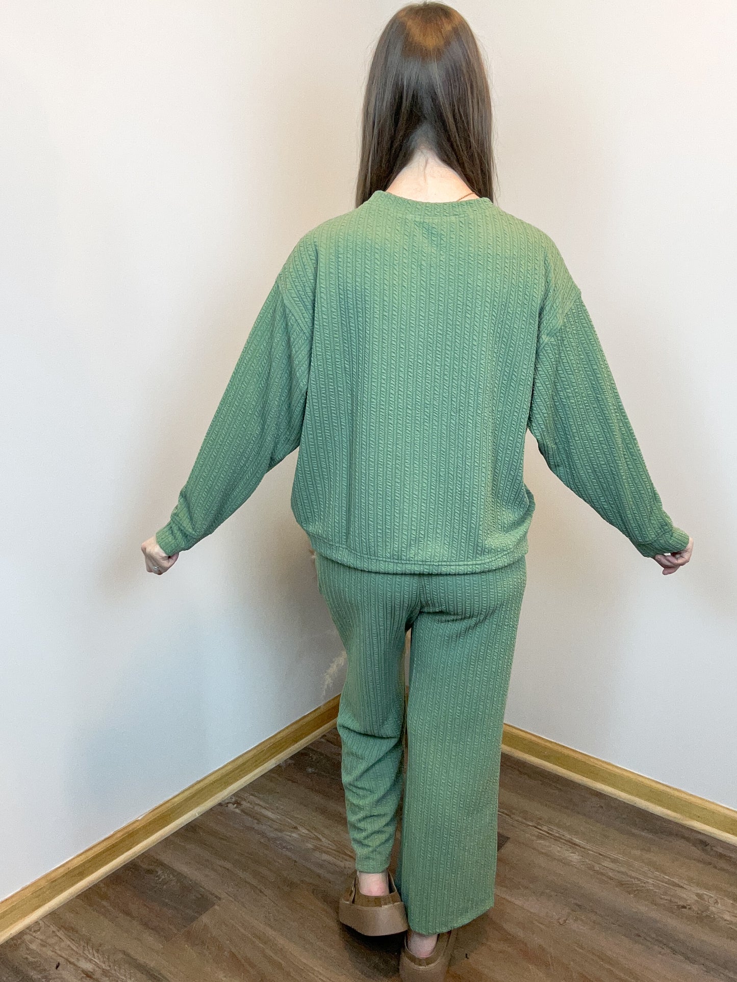 Delta Waffle Textured Long Sleeve | Olive