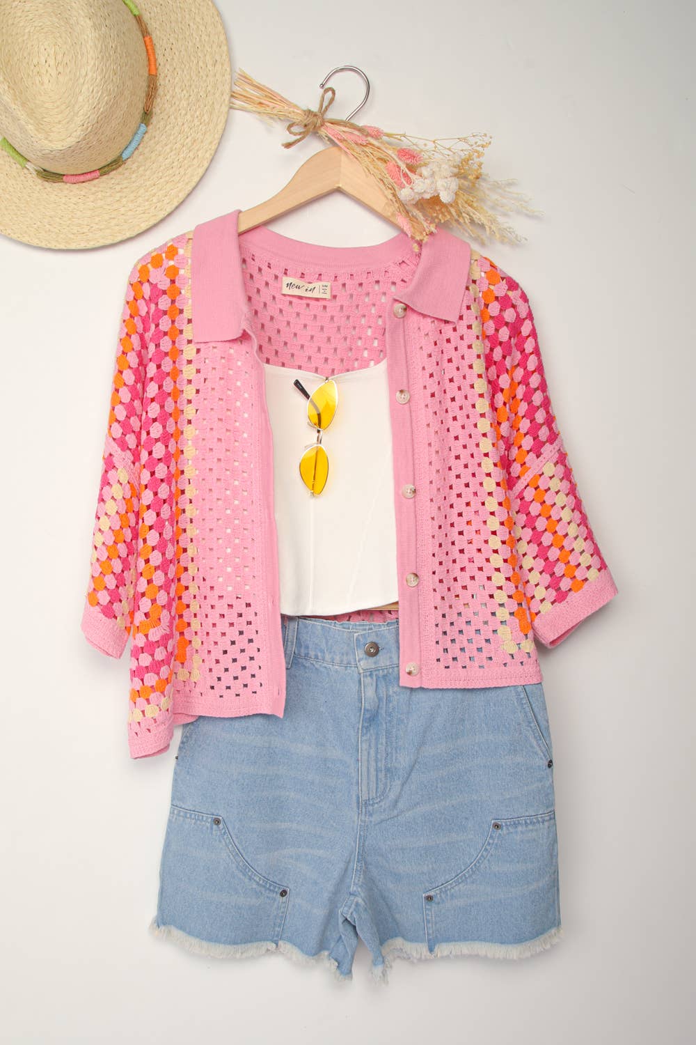 Cali Crochet Knit Top | Pink