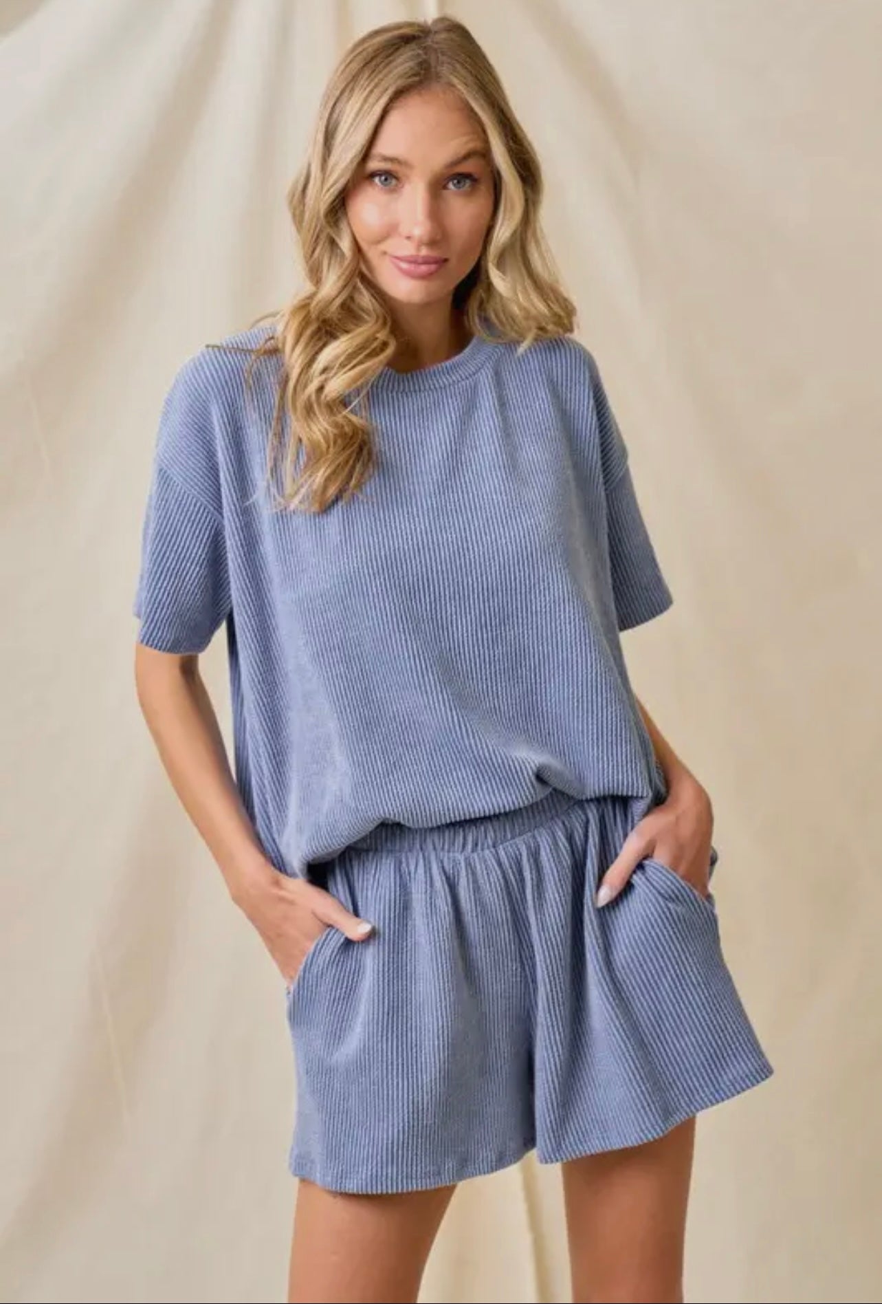 Roam Free Ribbed Shorts | Denim