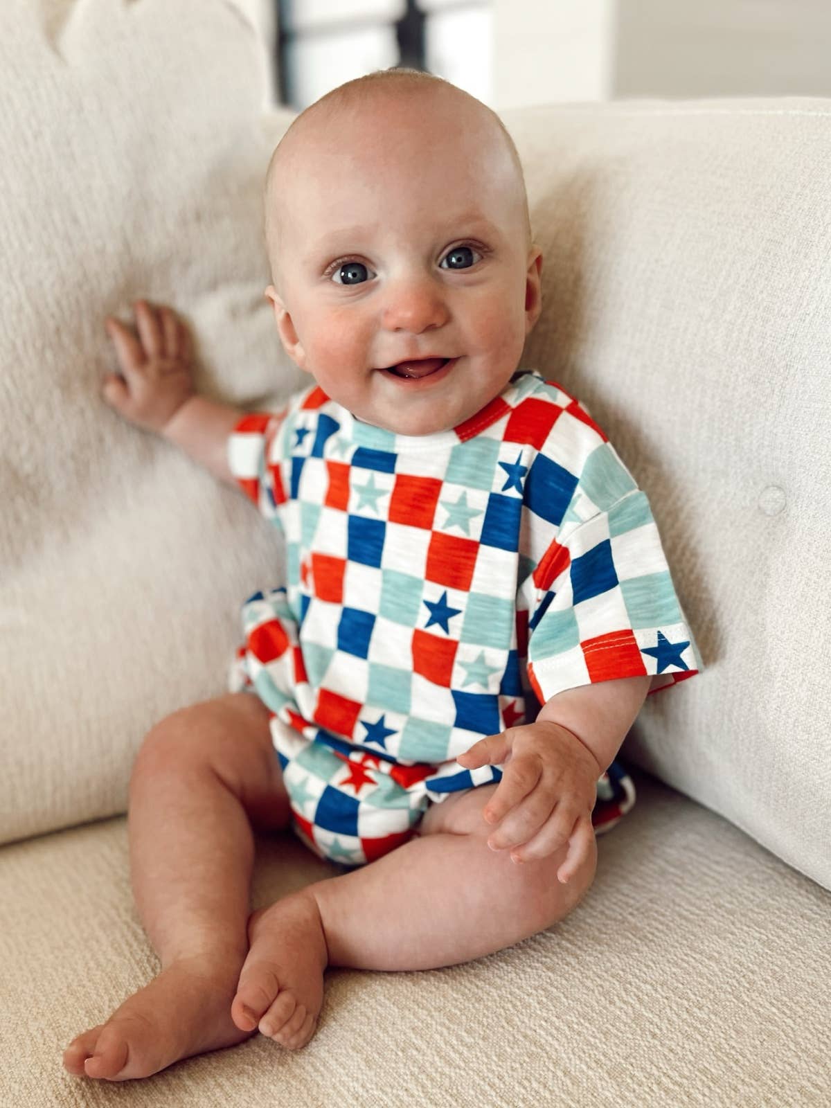 Star Checkered Organic Cotton T-Shirt Bubble