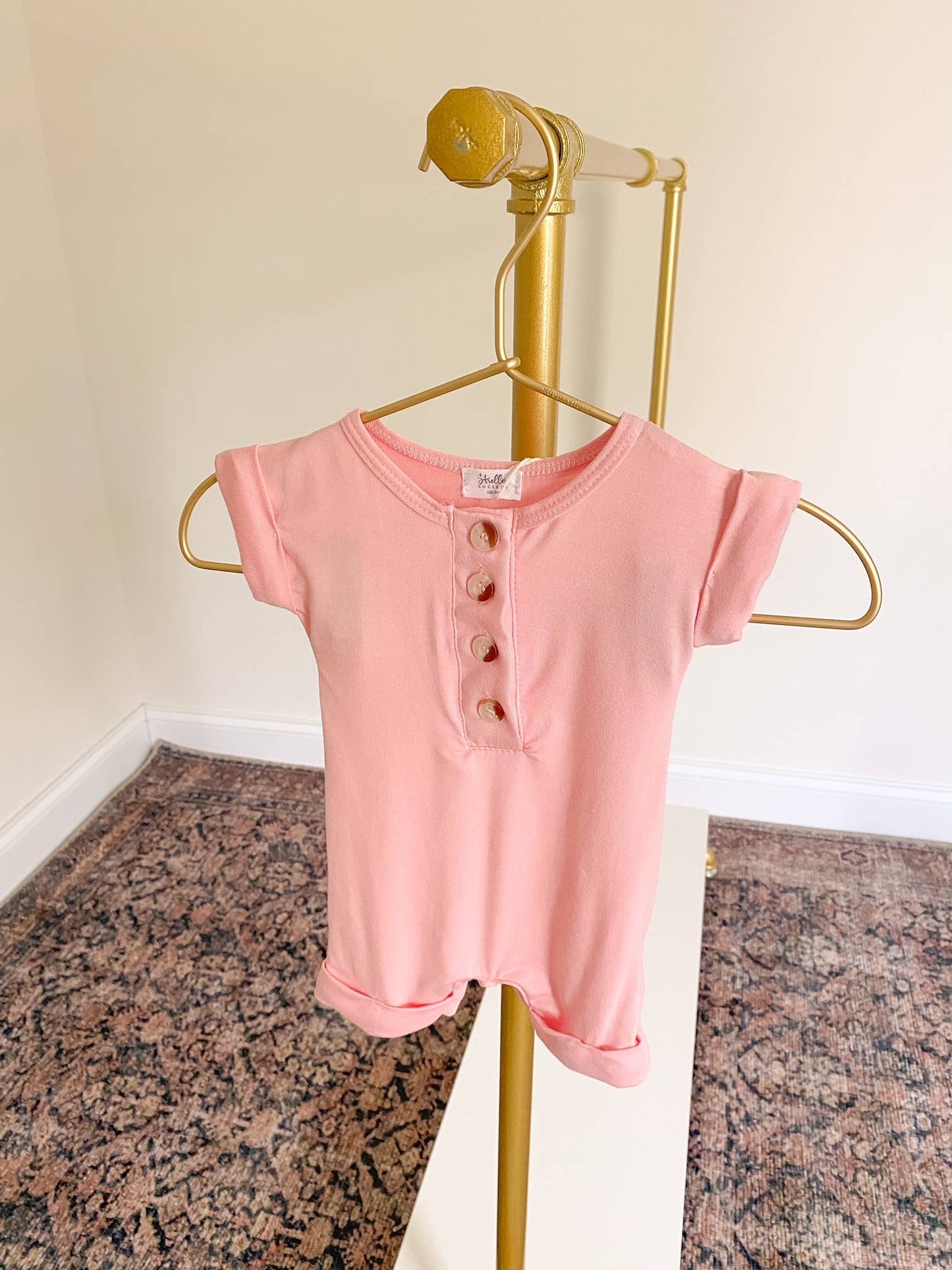 Henley Shortie Romper | Pink