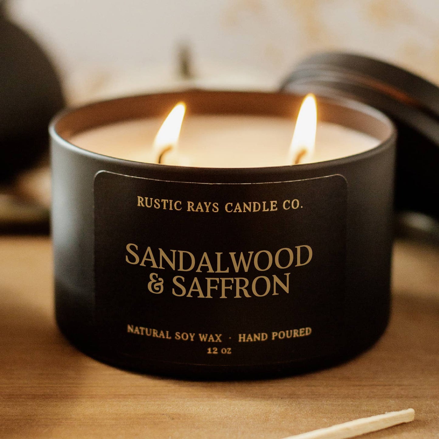 Sandalwood & Saffron Double Wick Soy Candle - 12 oz