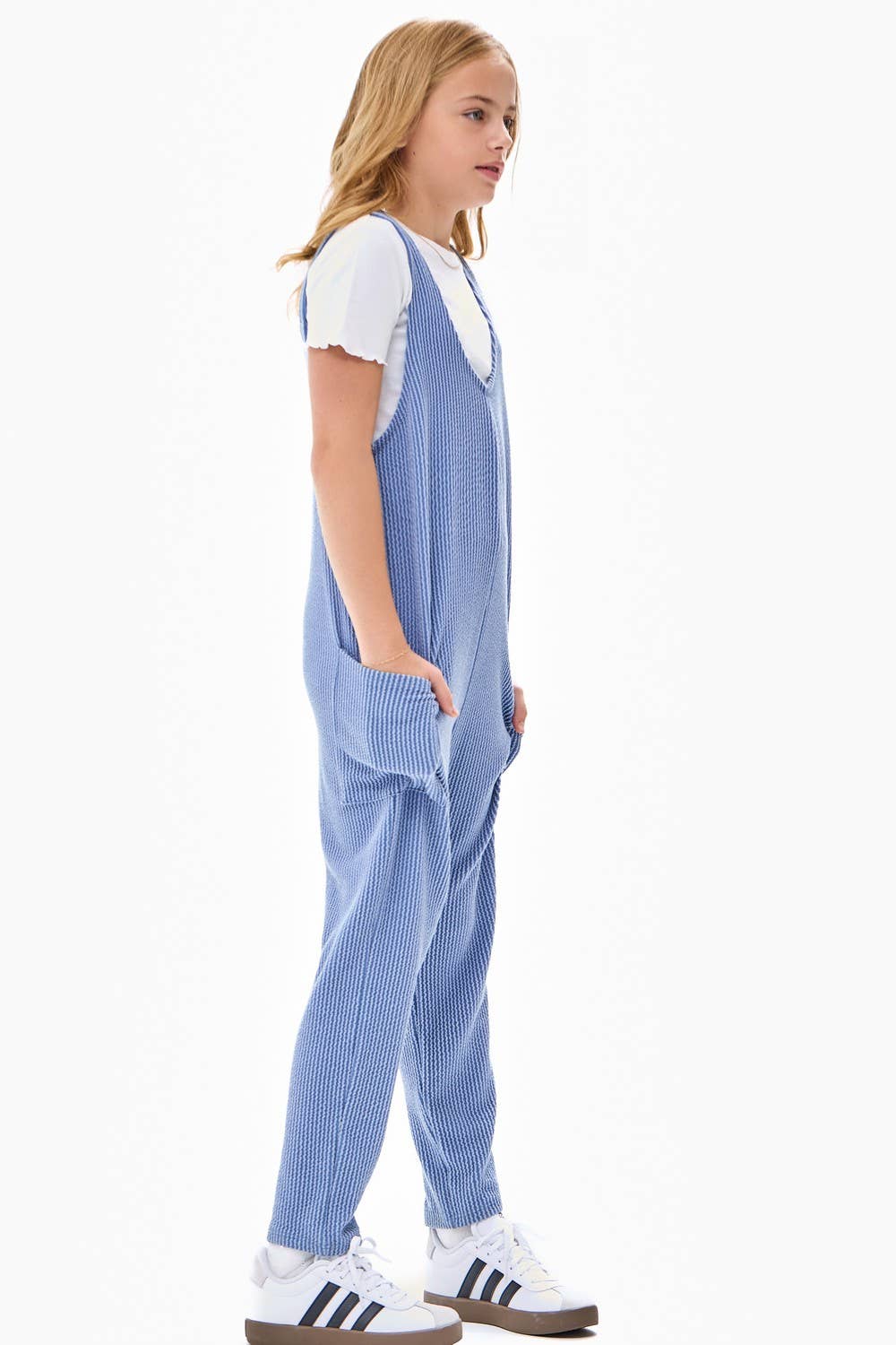 Girls Ribbed Jumpsuit | Blue
