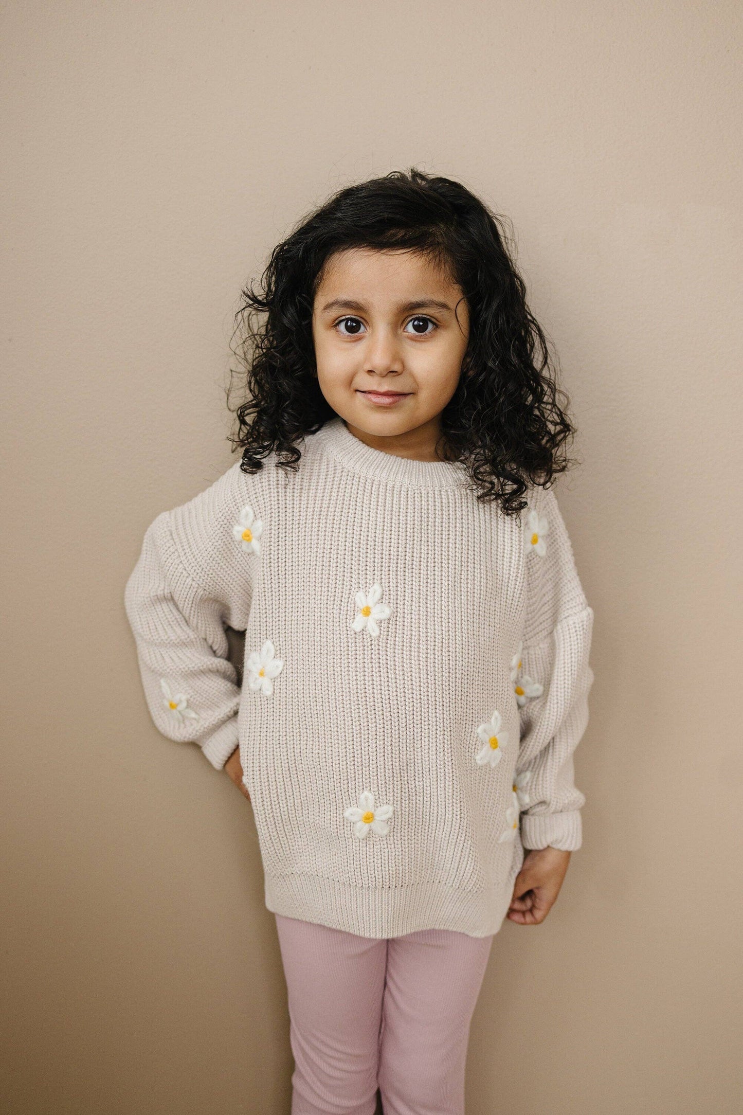 Daisy Hand Embroidered Chunky Knit Sweater