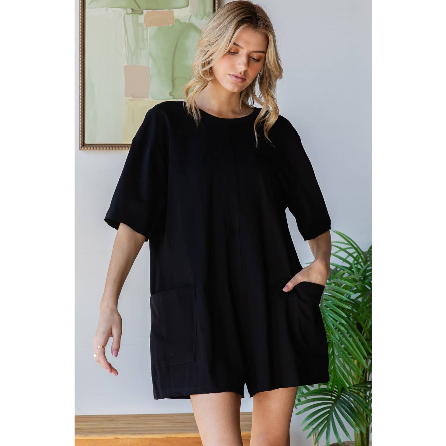 Seaside Open Back Romper | Black