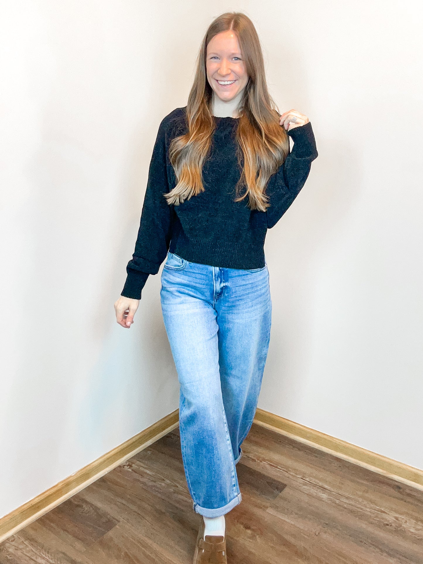 Olivia Open Back Sweater | Black