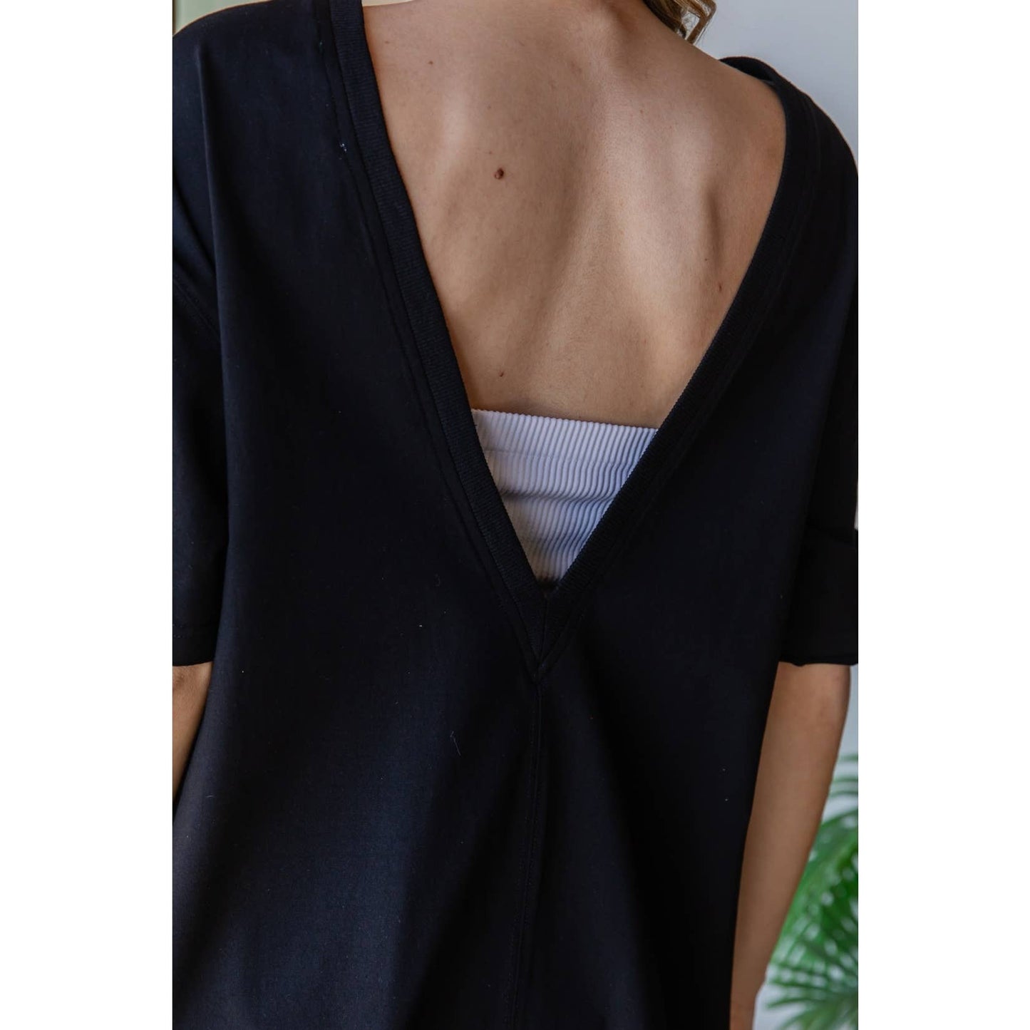 Seaside Open Back Romper | Black