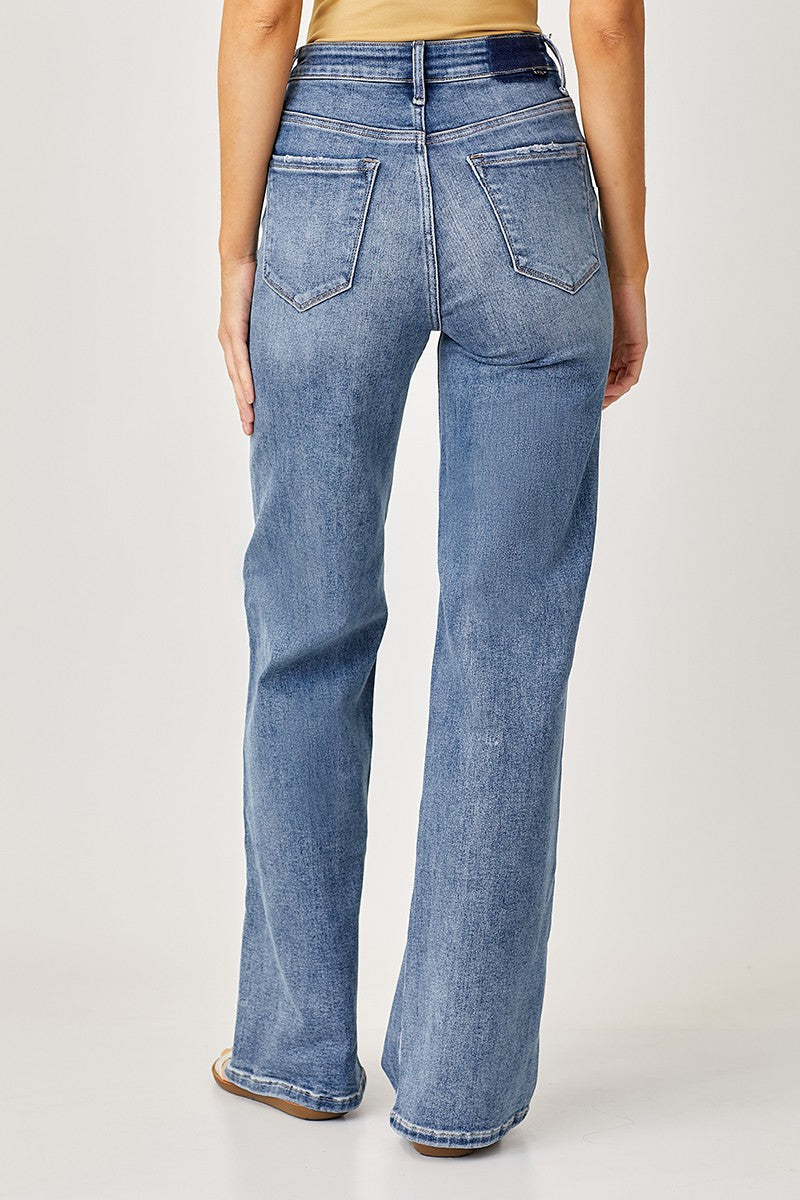 Risen Mid-Rise Wide Leg Jeans | Medium