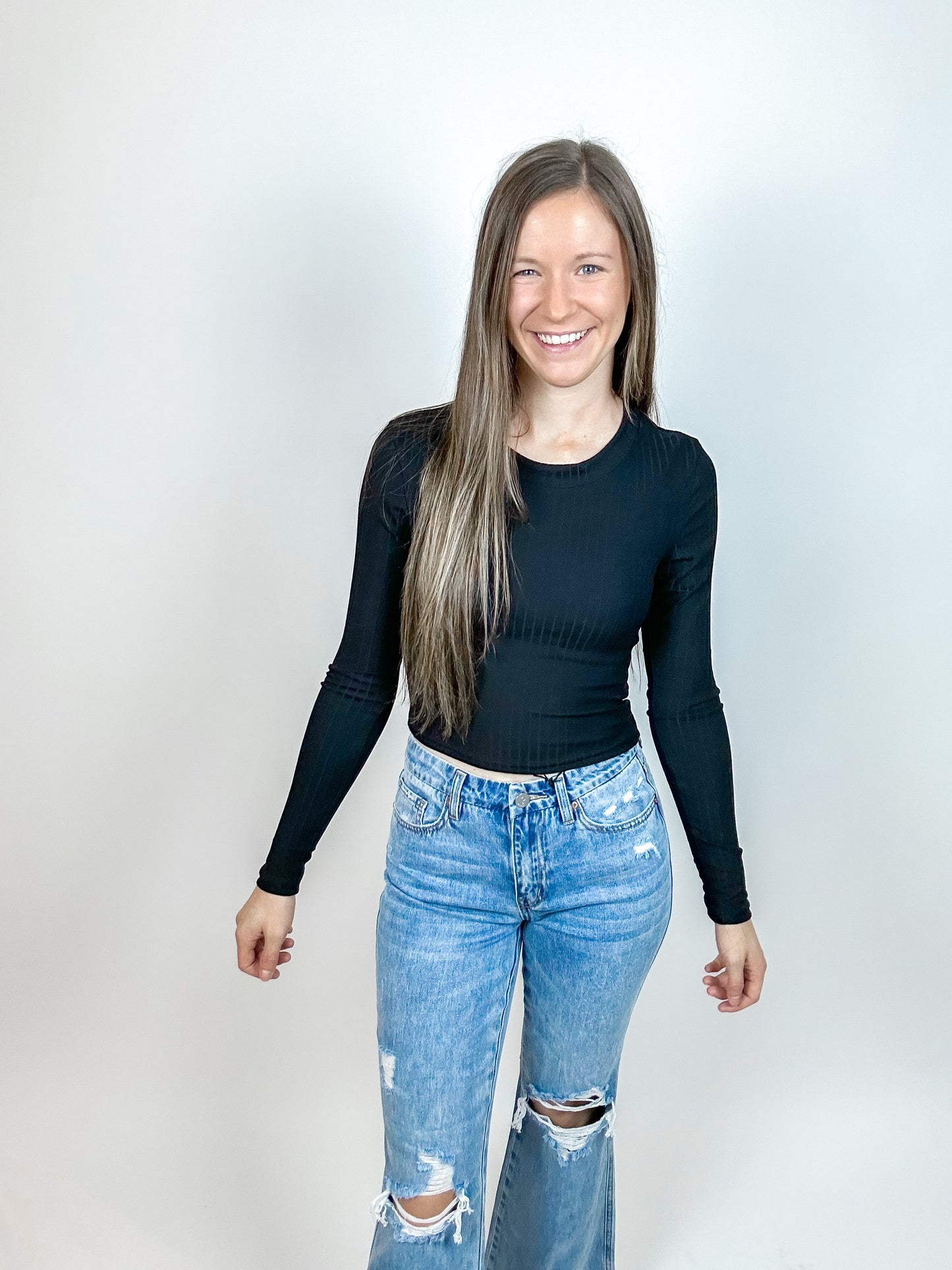 Long Sleeve Basic Crop Tee