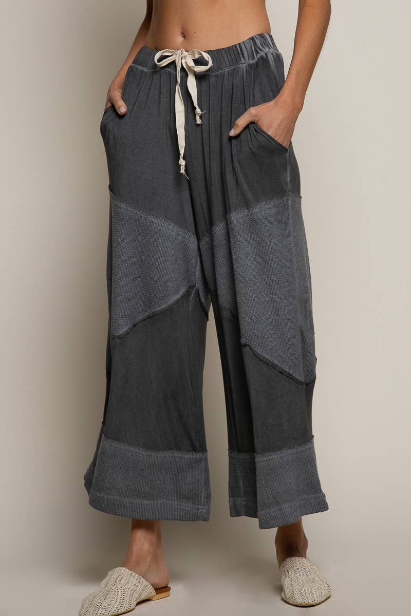 Blair Contrast Ribbed Pants | Black
