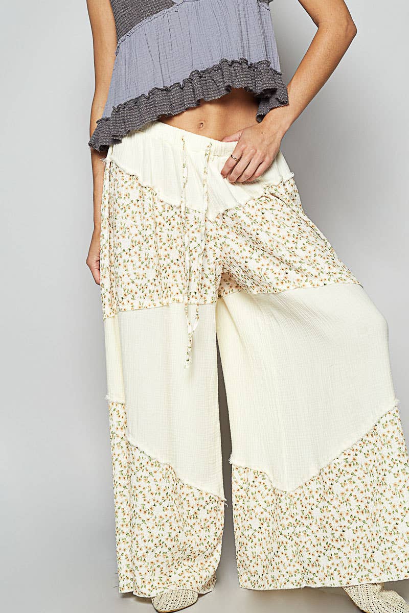 Blair Contrast Floral Pants | Natural