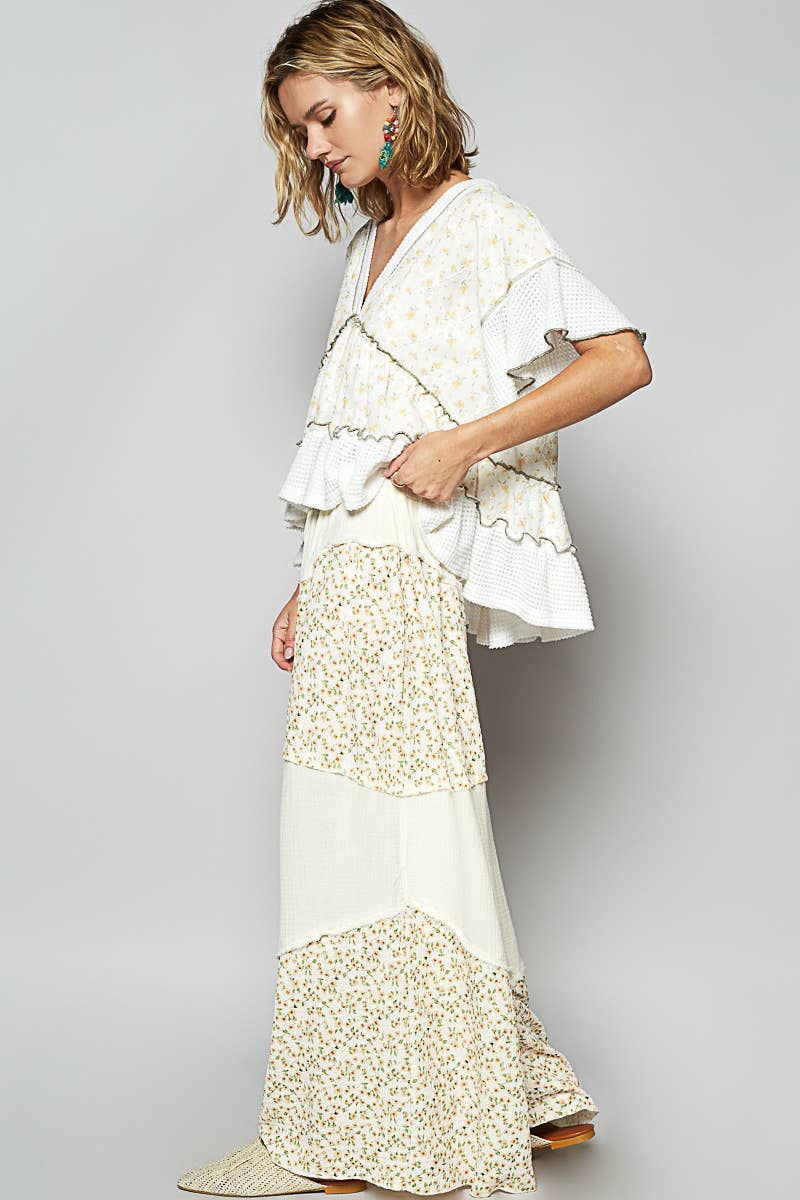 Blair Contrast Floral Pants | Natural