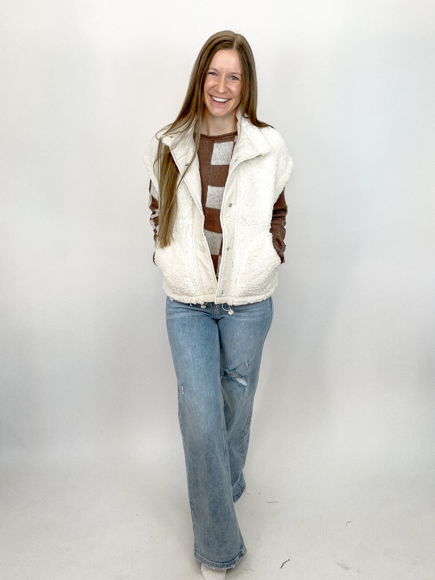 Teddy Sherpa Vest | Cream