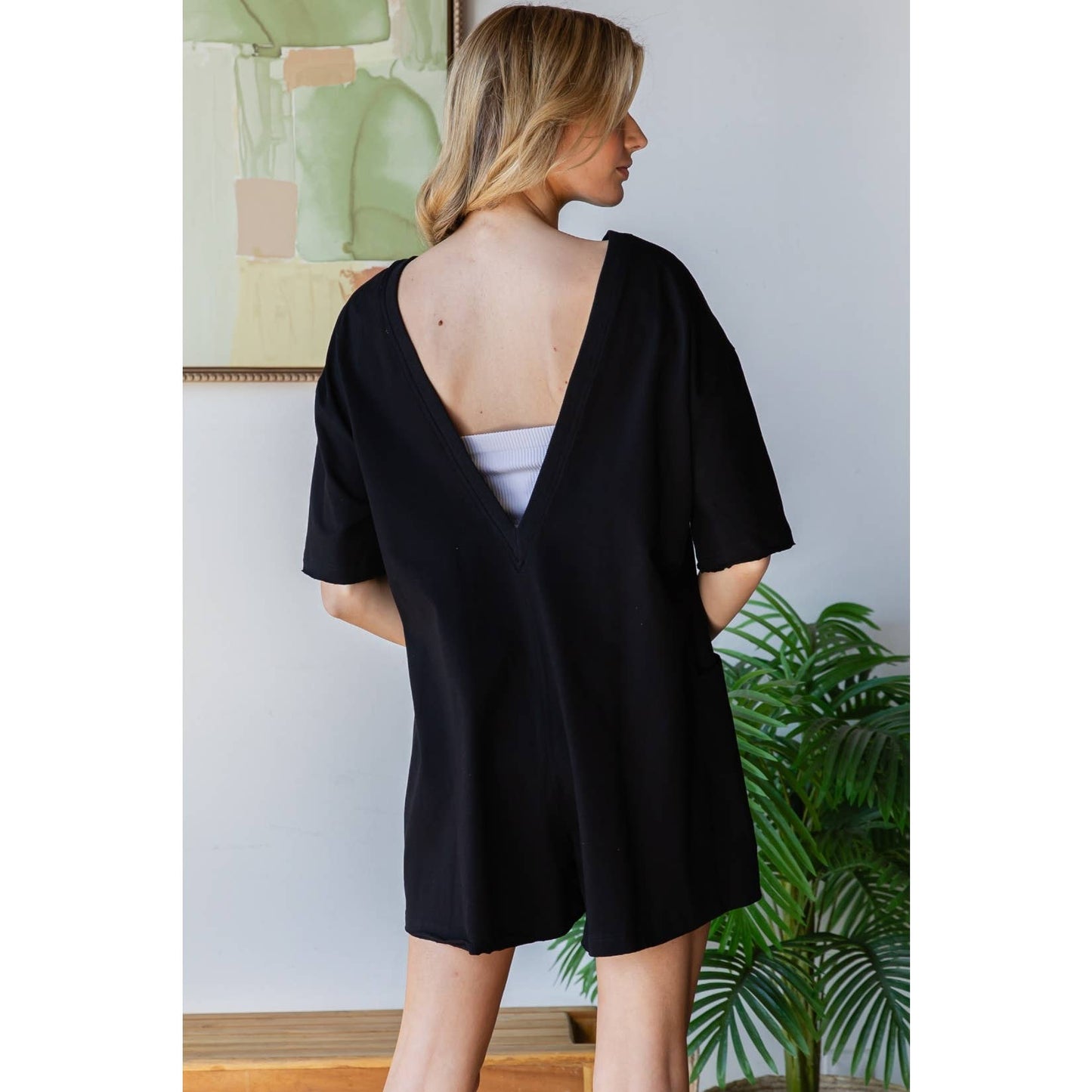 Seaside Open Back Romper | Black