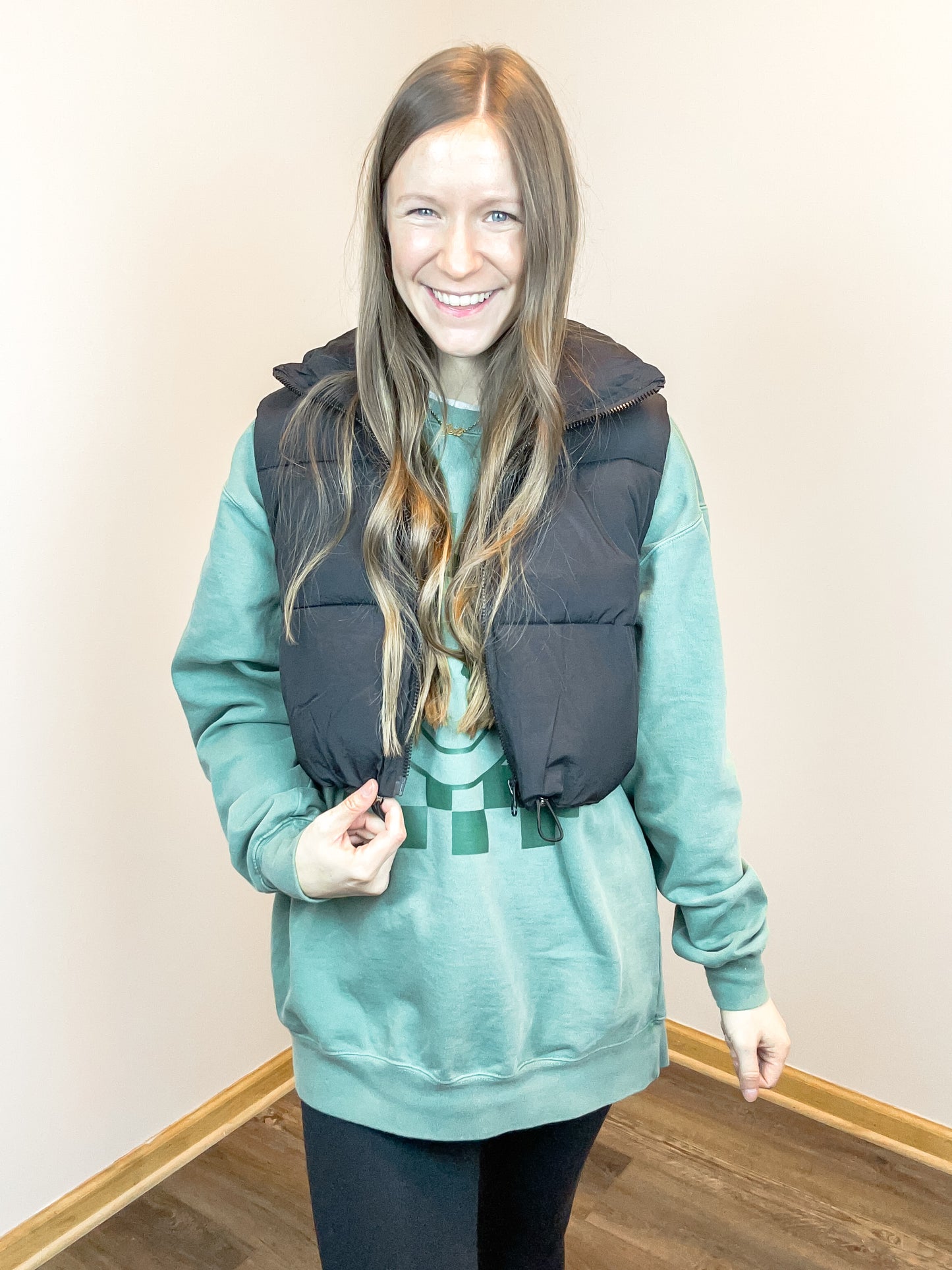 Slopes Crop Puffer Vest | Black