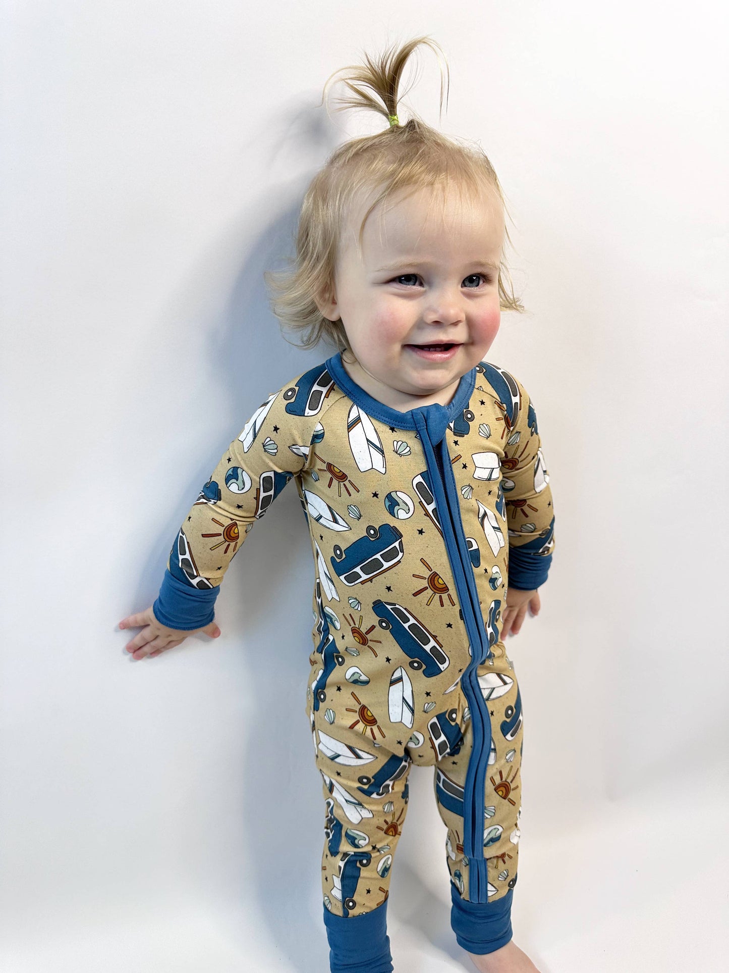 Beach Van Bamboo Zip Romper