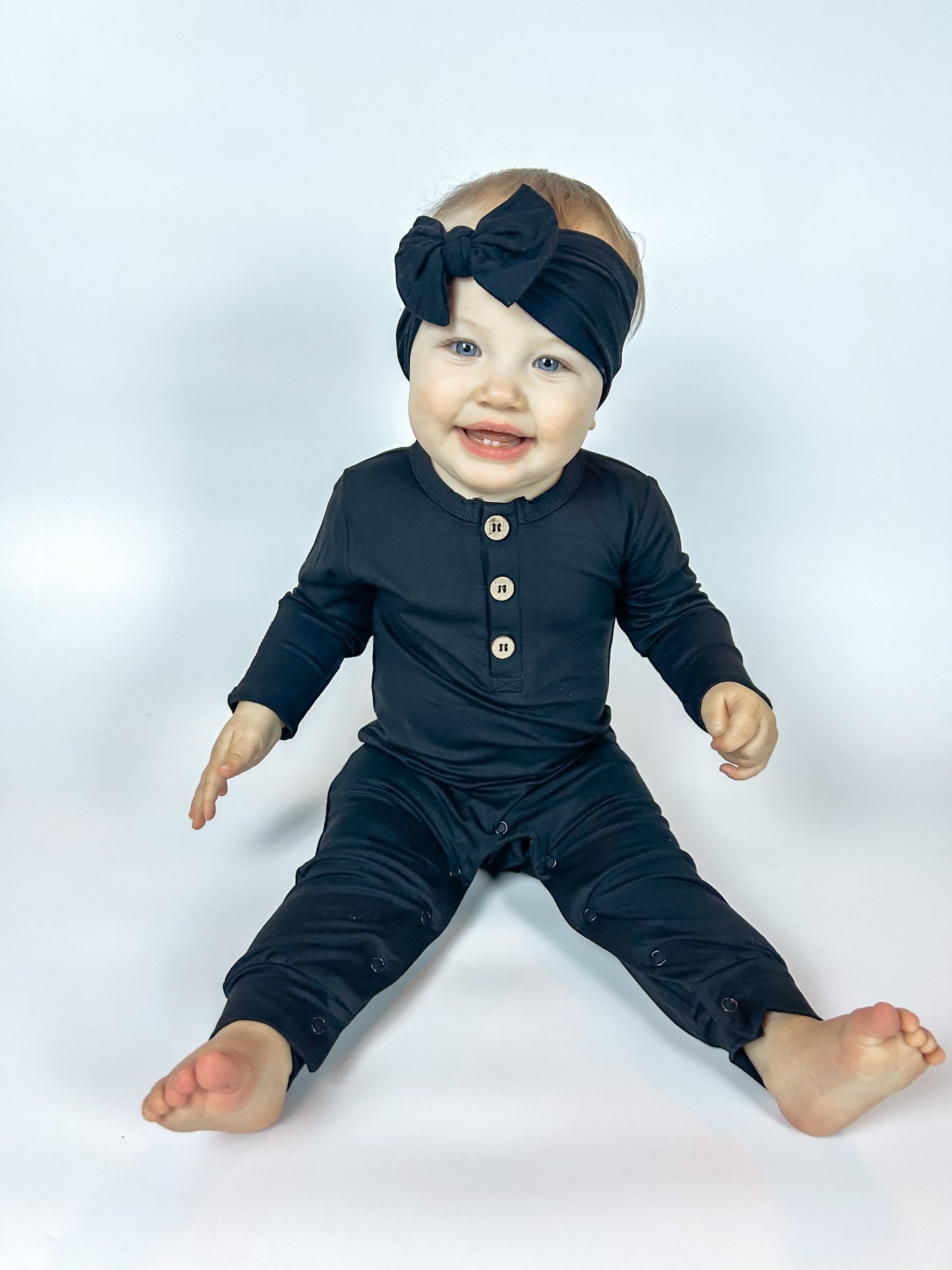 Bamboo Henley Romper | Black
