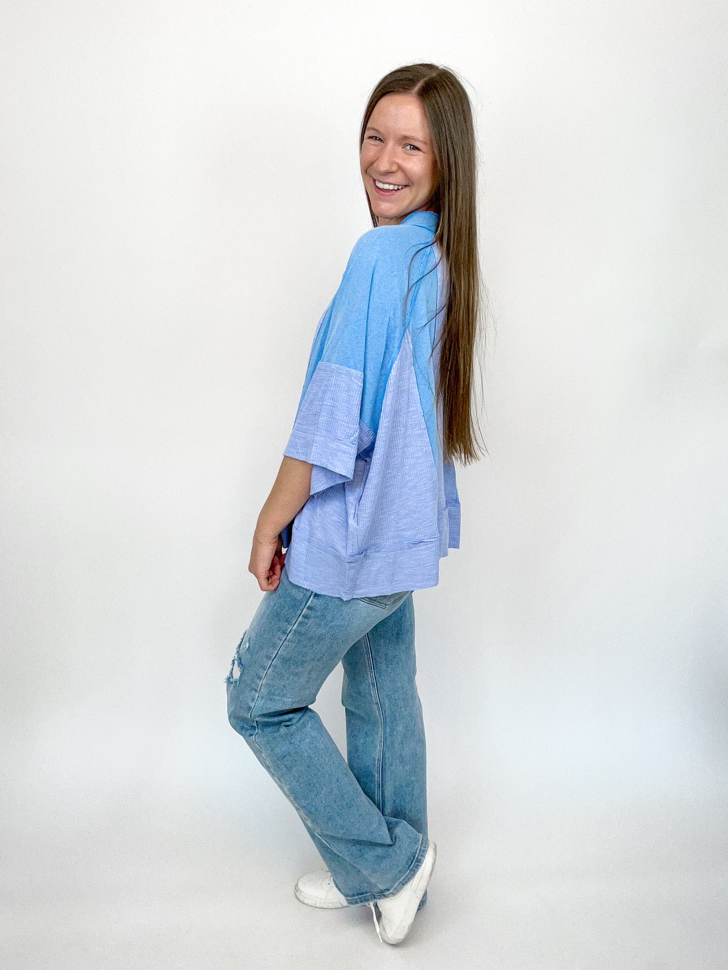 All Day Contrast Top | Blue