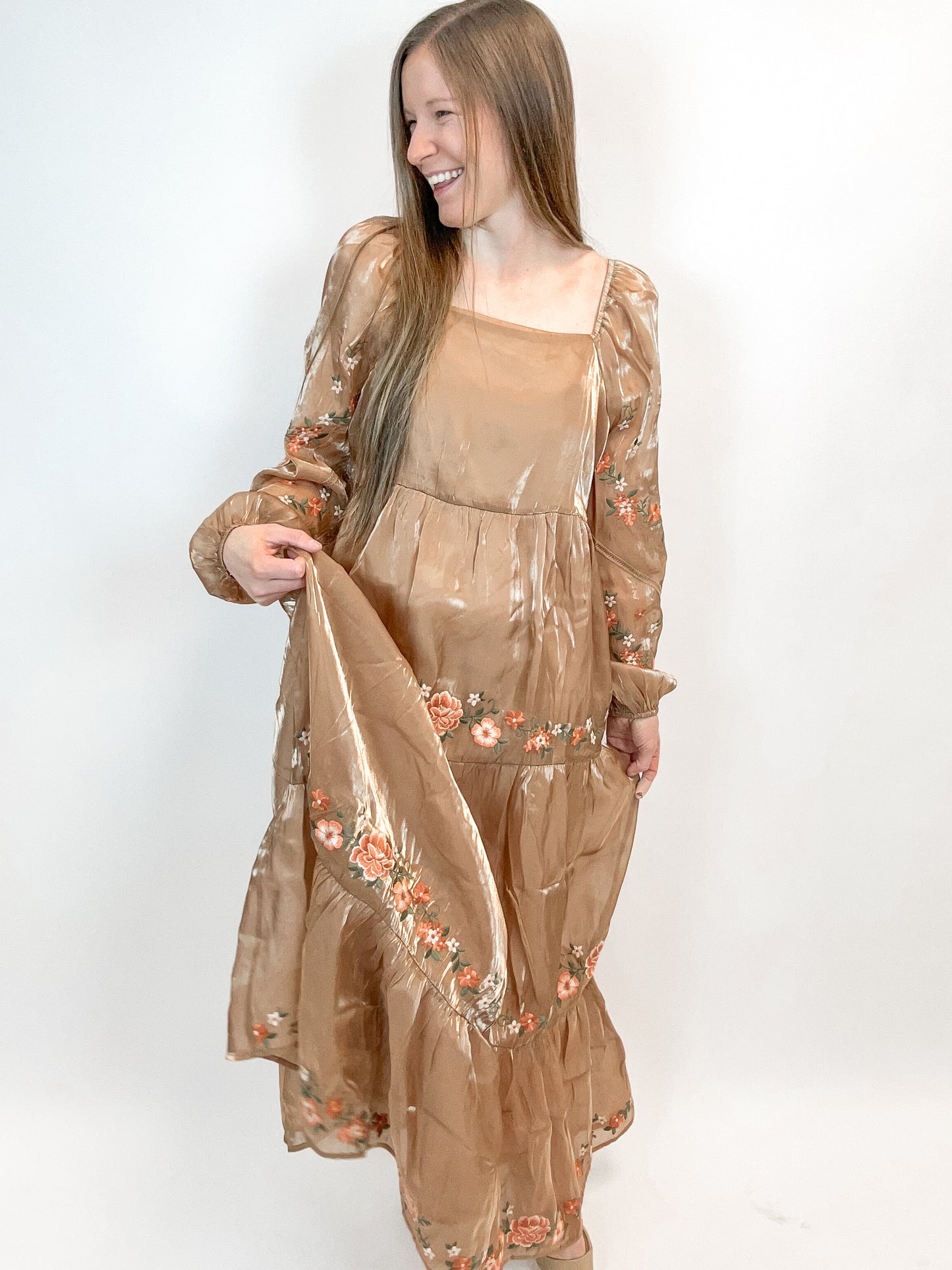 Kendra Embroidered Floral Maxi Dress