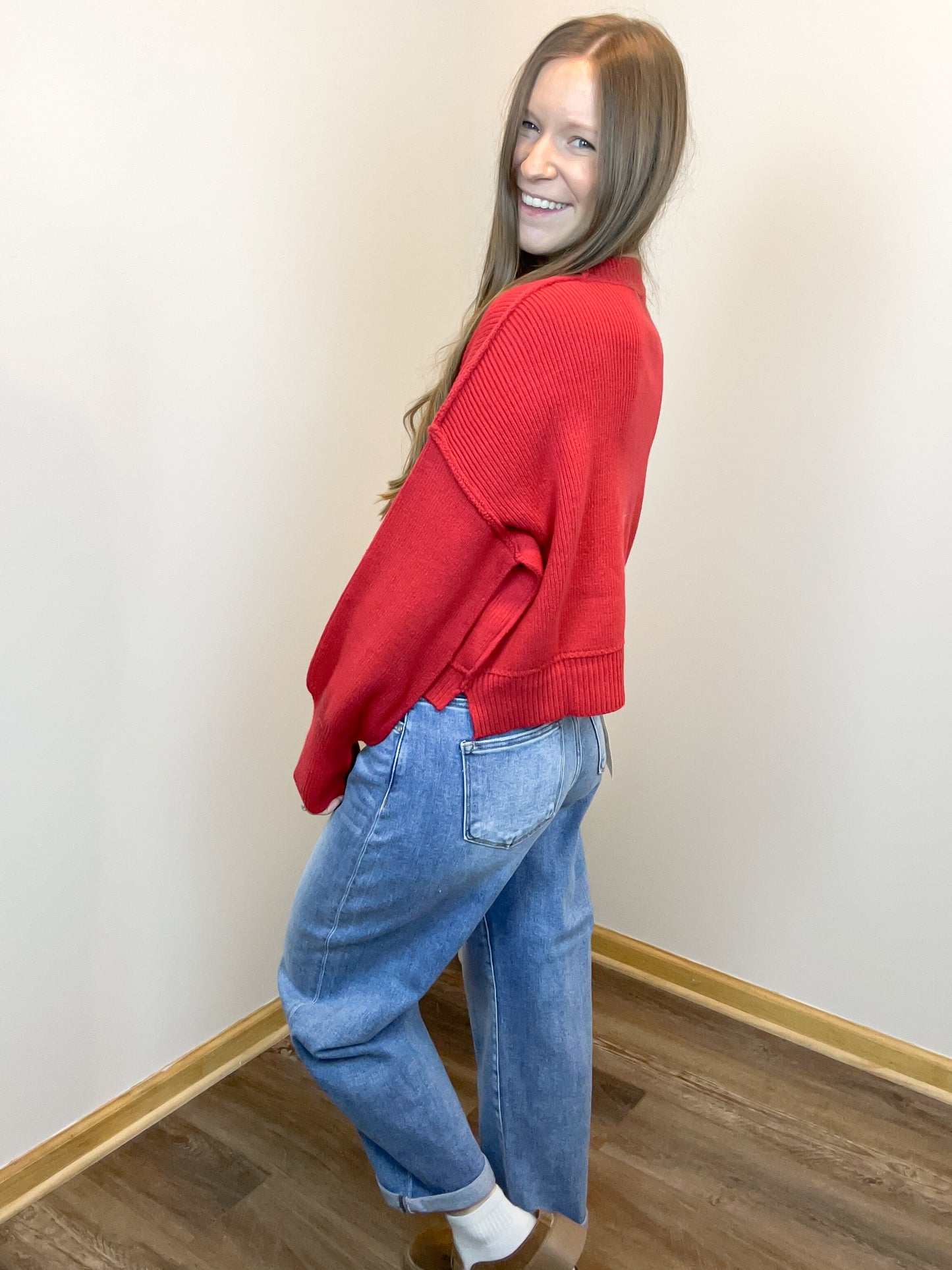 After You Ribbed Sweater | Red
