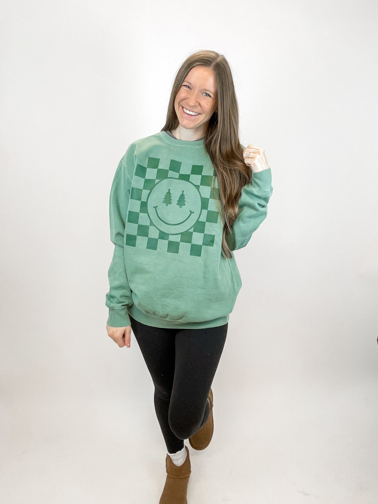 Checkered Trees Crewneck - Comfort Colors