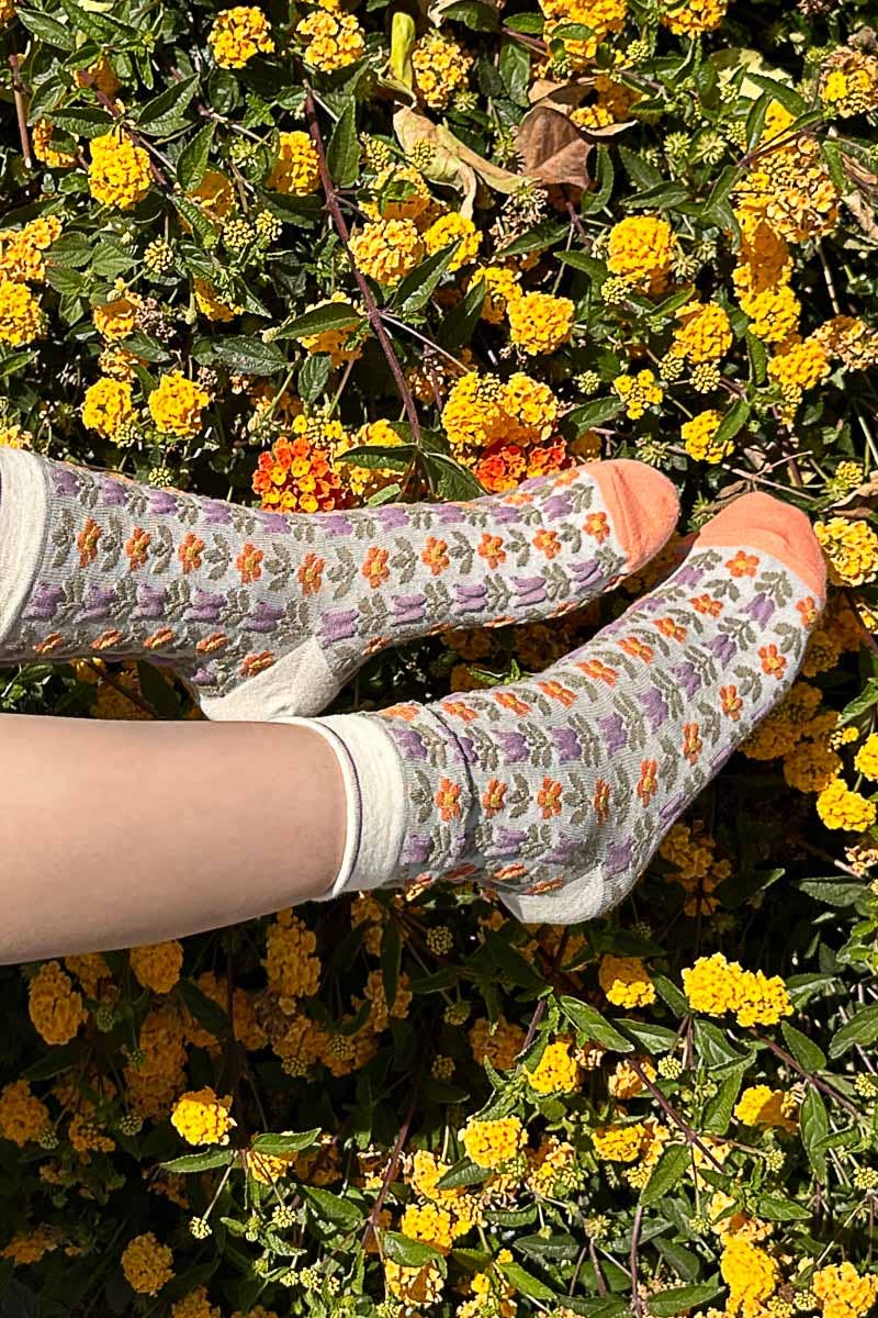 Grey Floral Socks