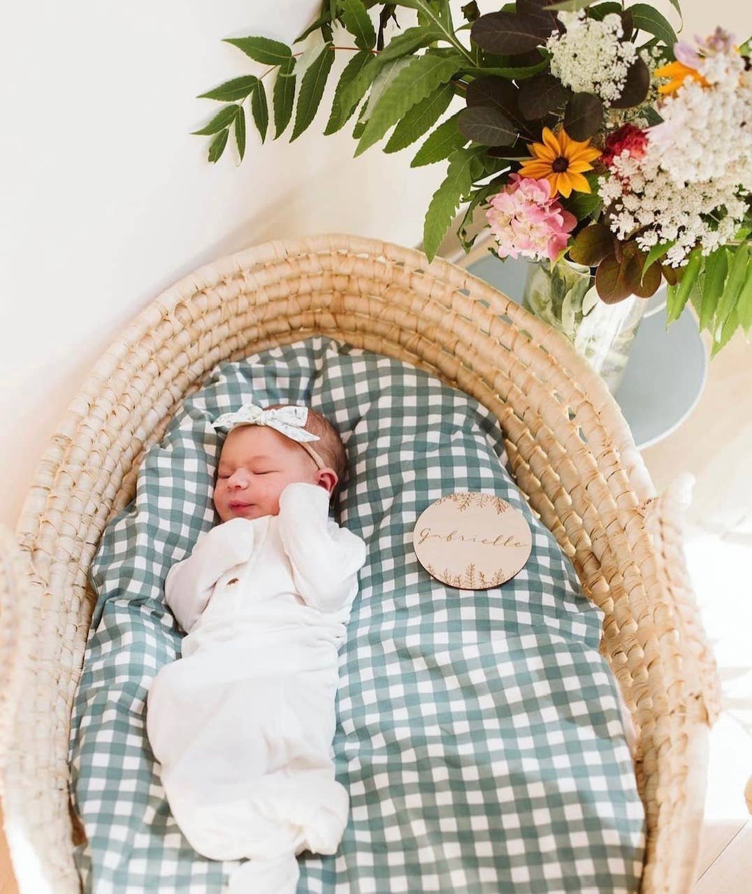 Knotted Baby Gown + Hat/Headband Set | White