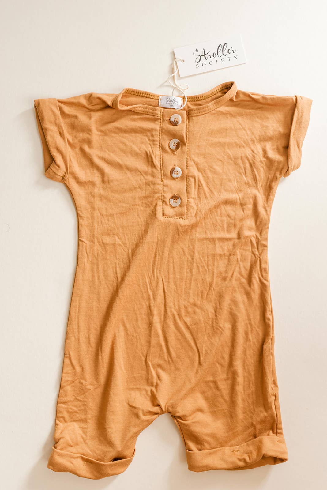 Henley Shortie Romper | Camel