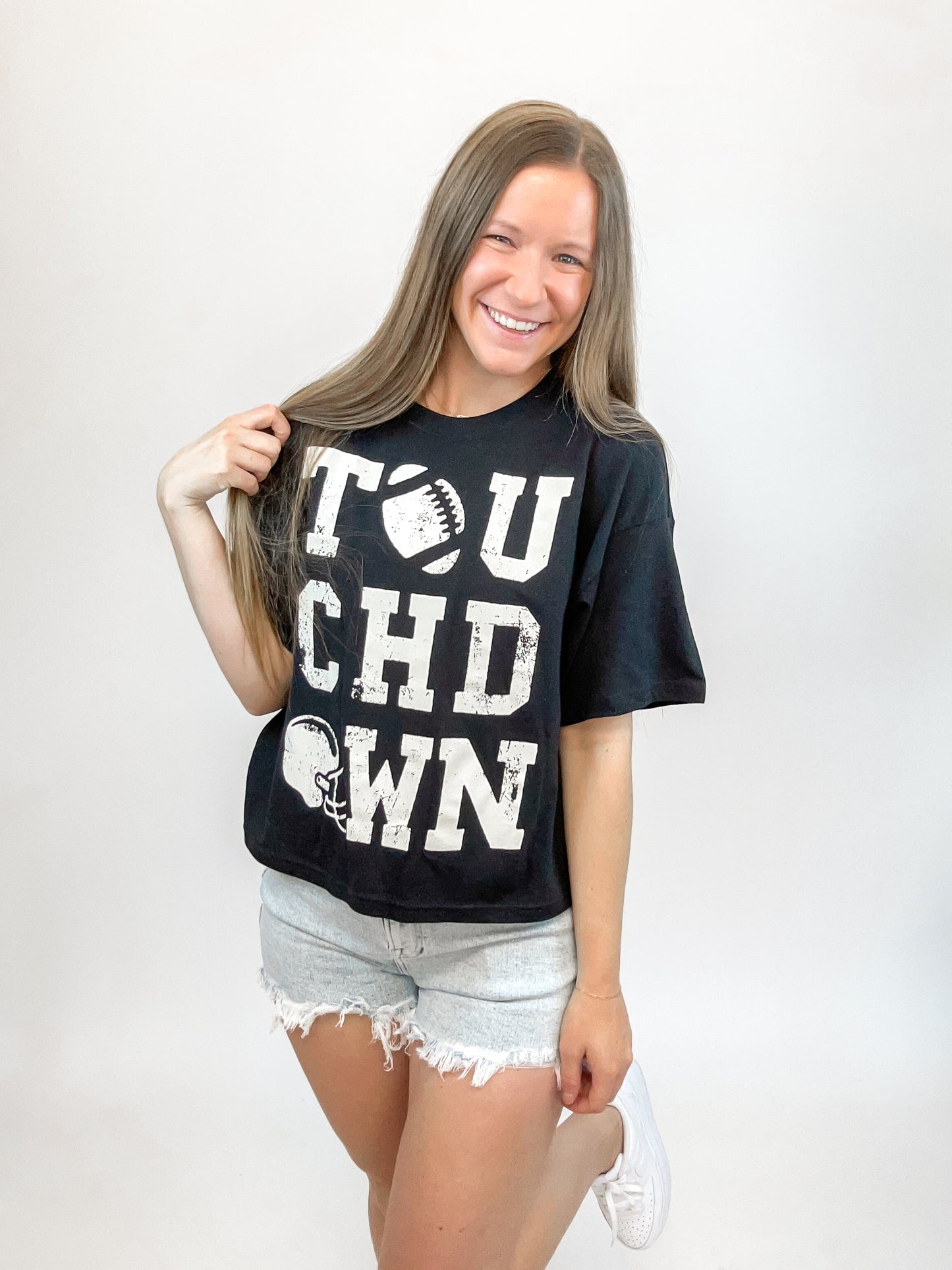 Touchdown Graphic Crop Tee | Black