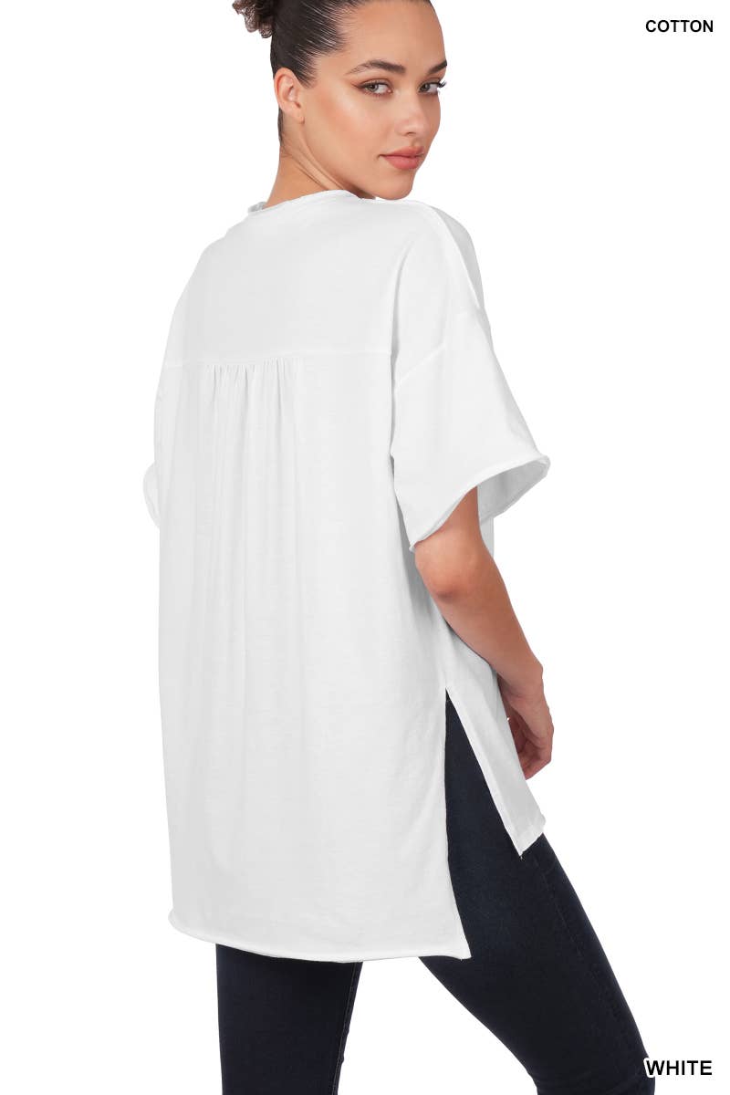 Amelia Raw Edge Top | White