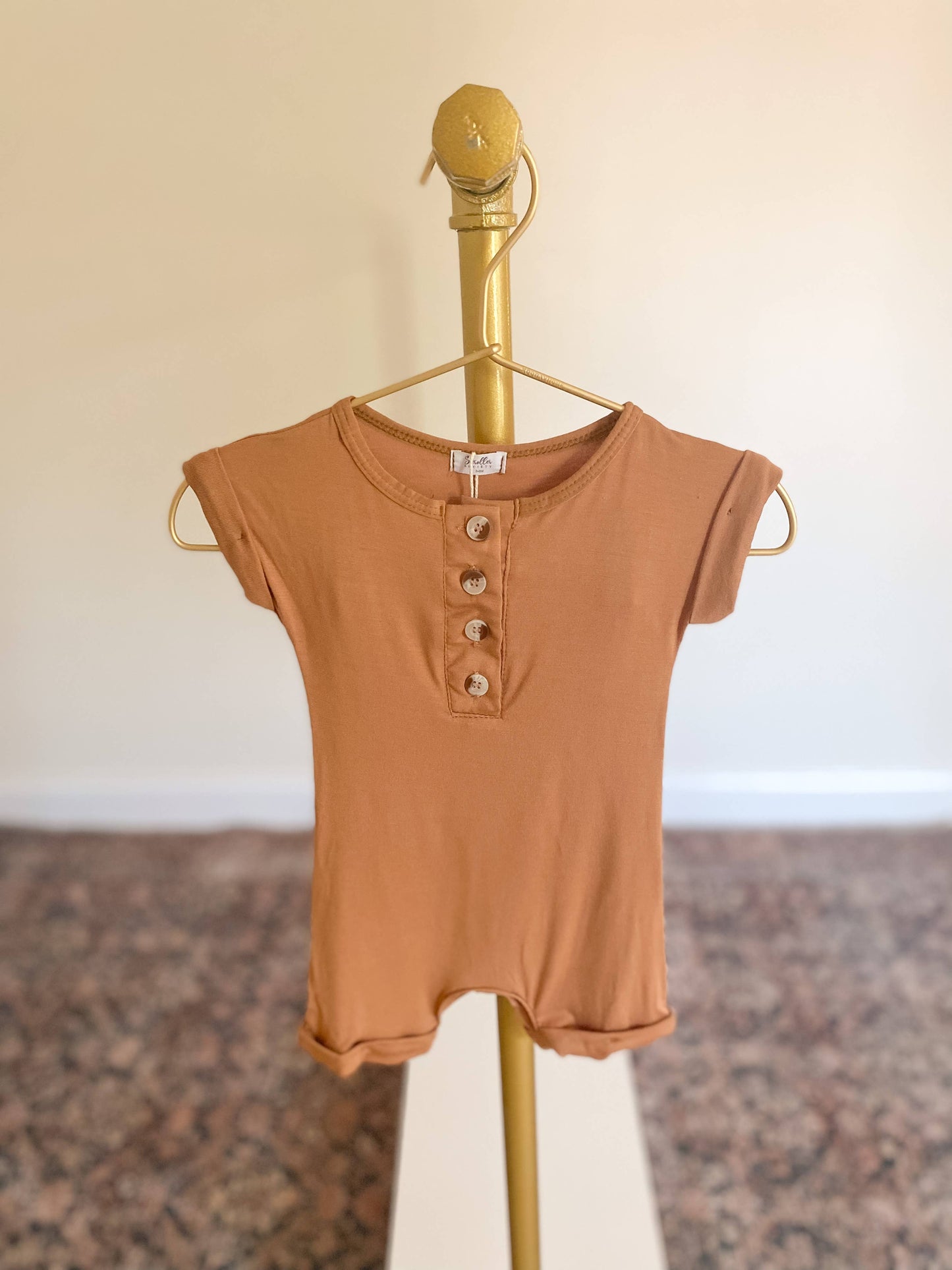 Henley Shortie Romper | Camel