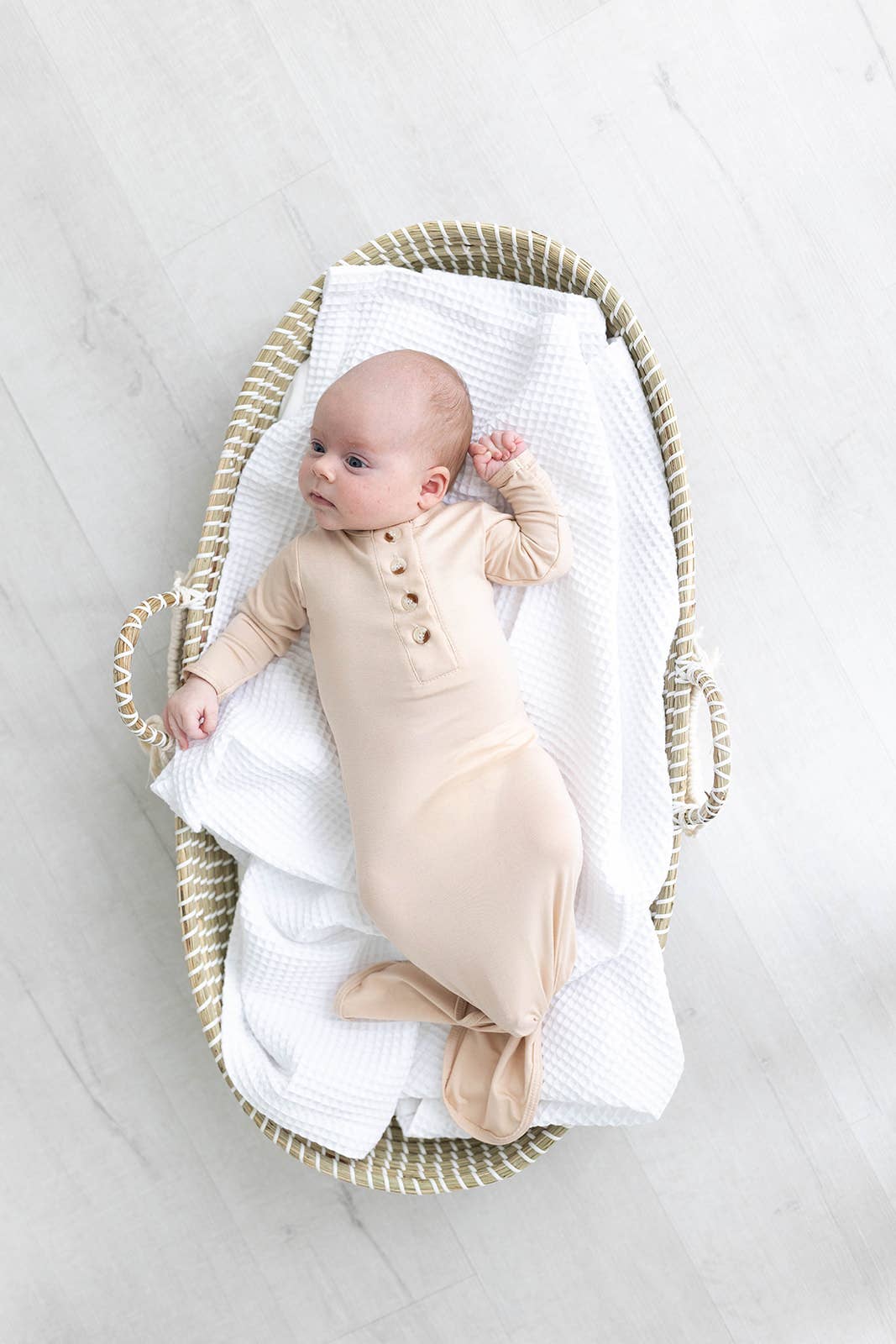 Knotted Baby Gown + Hat/Headband Set | Sand