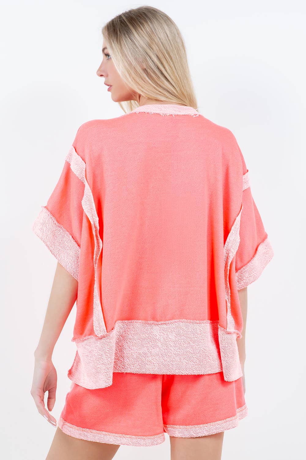Hadley Contrast Terry Top | Neon Pink