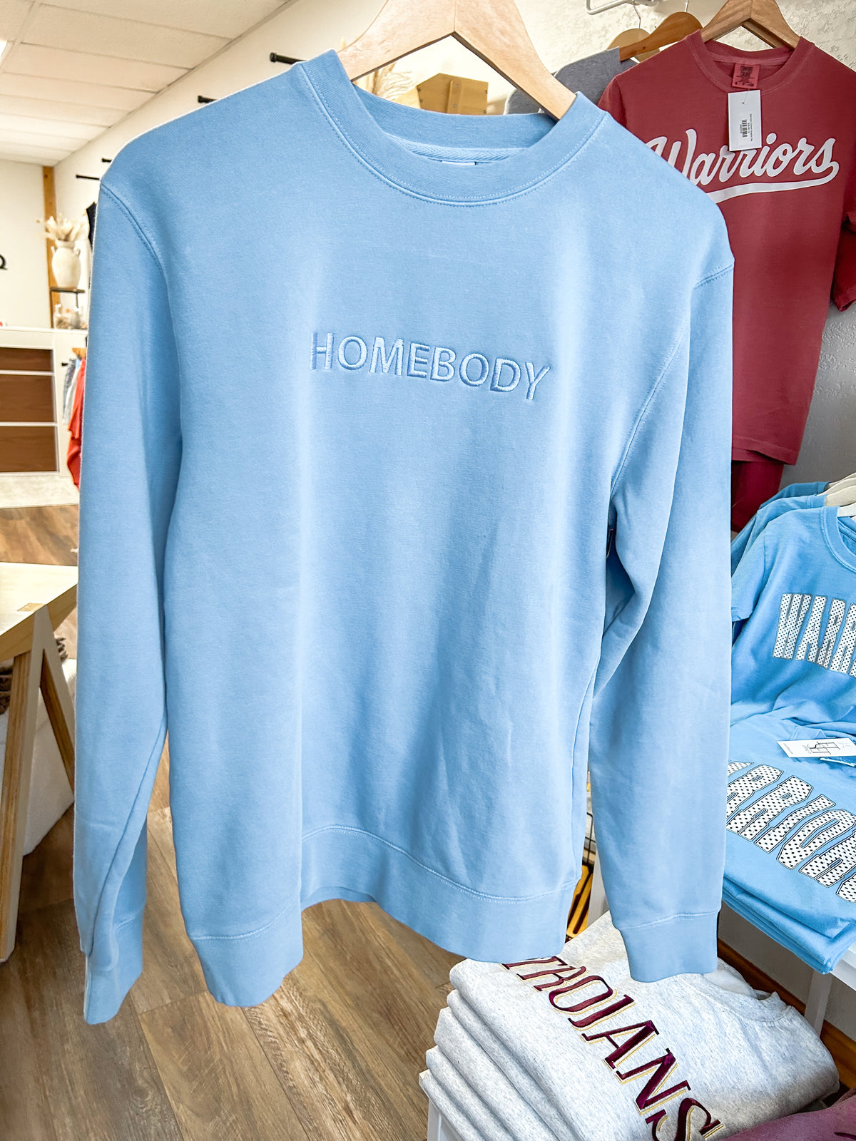 Homebody Embroidered Crewneck | Light Blue