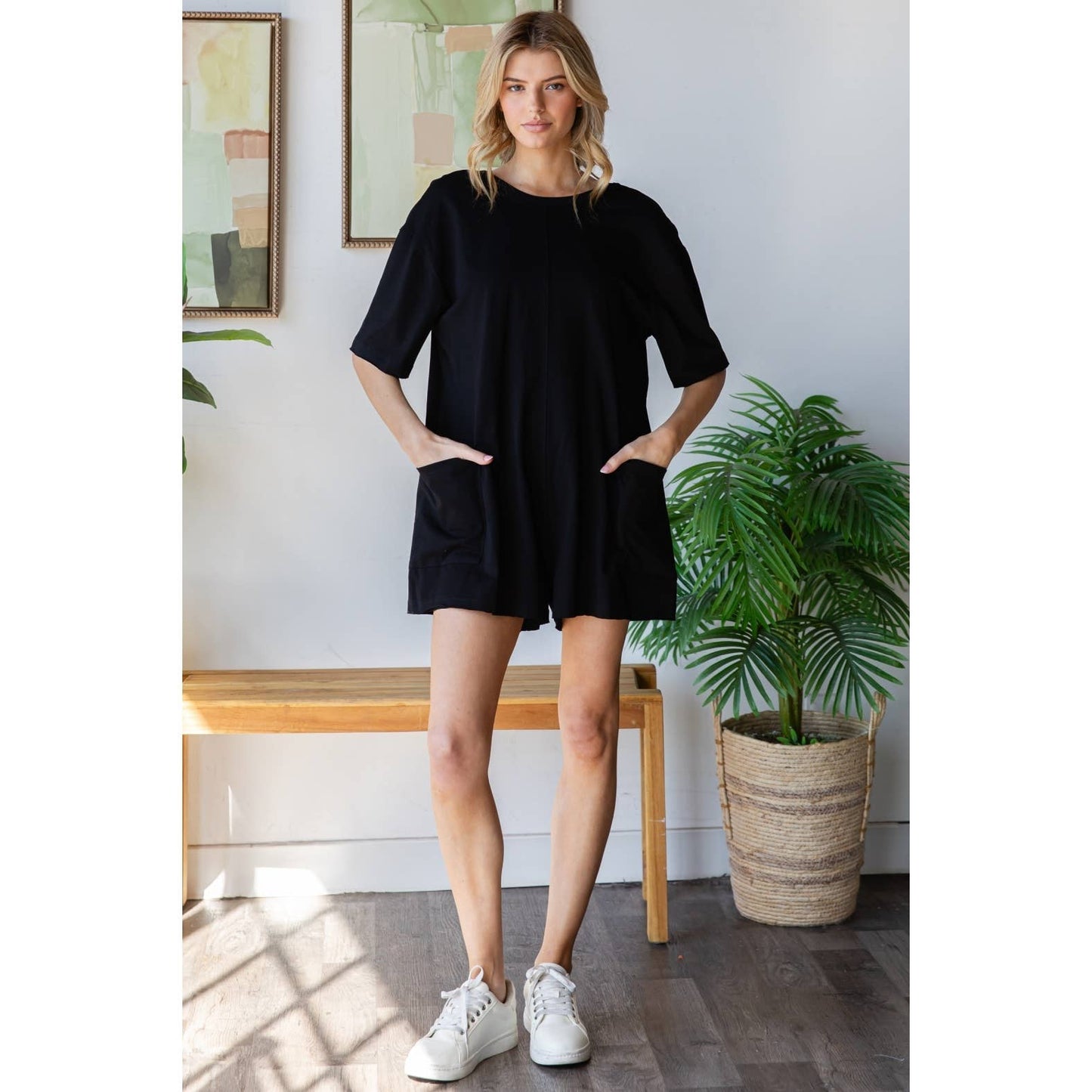 Seaside Open Back Romper | Black