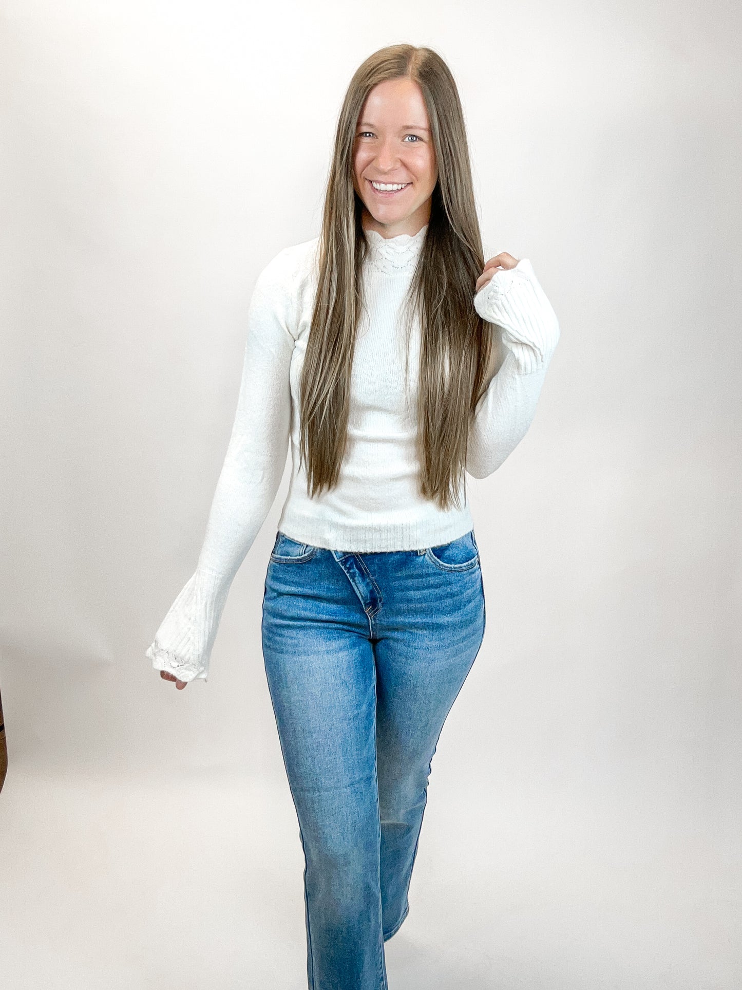 Mia Bell Sleeve Sweater | Milk