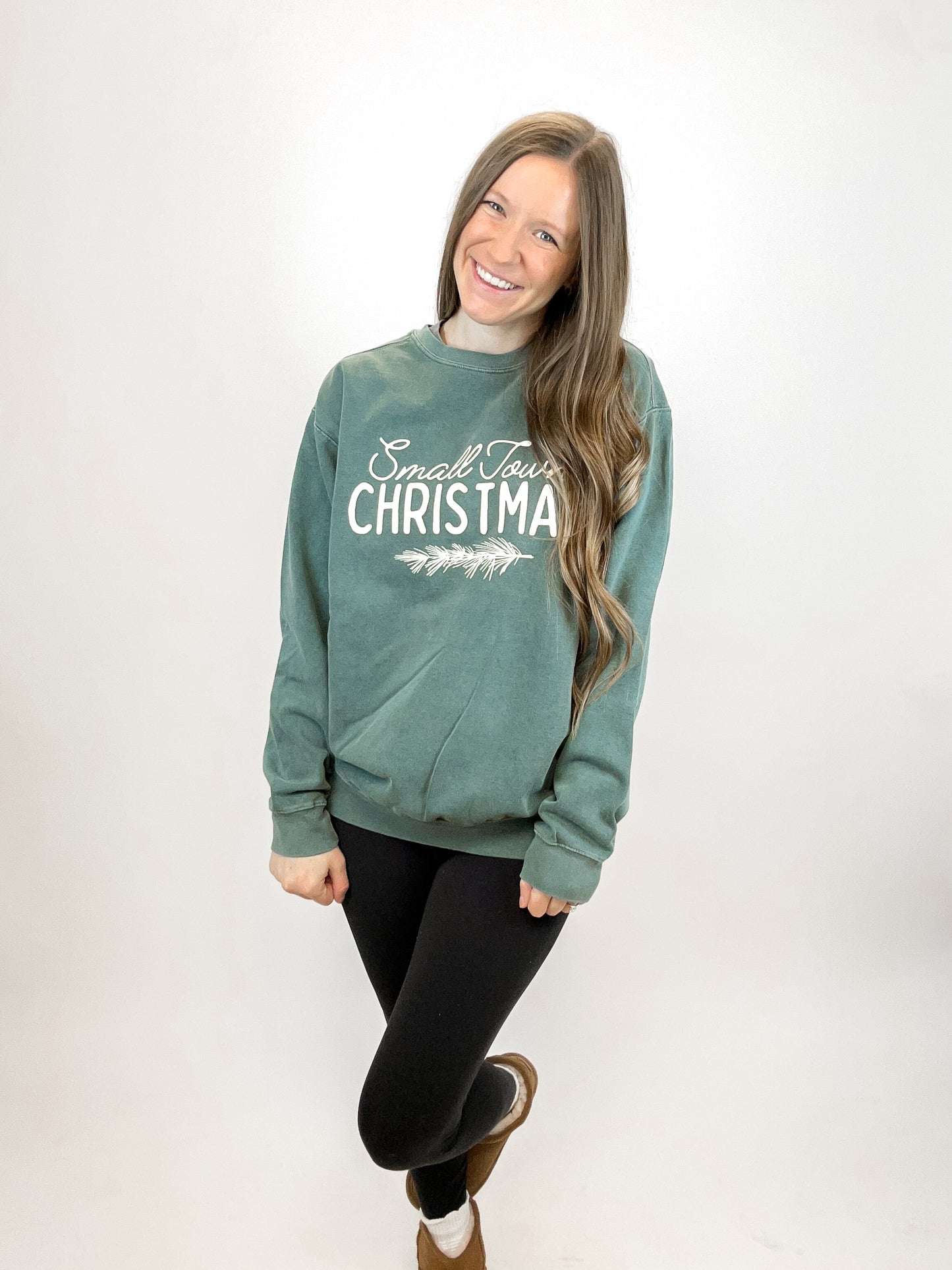 Small Town Christmas Comfort Colors Crew | Blue Spruce