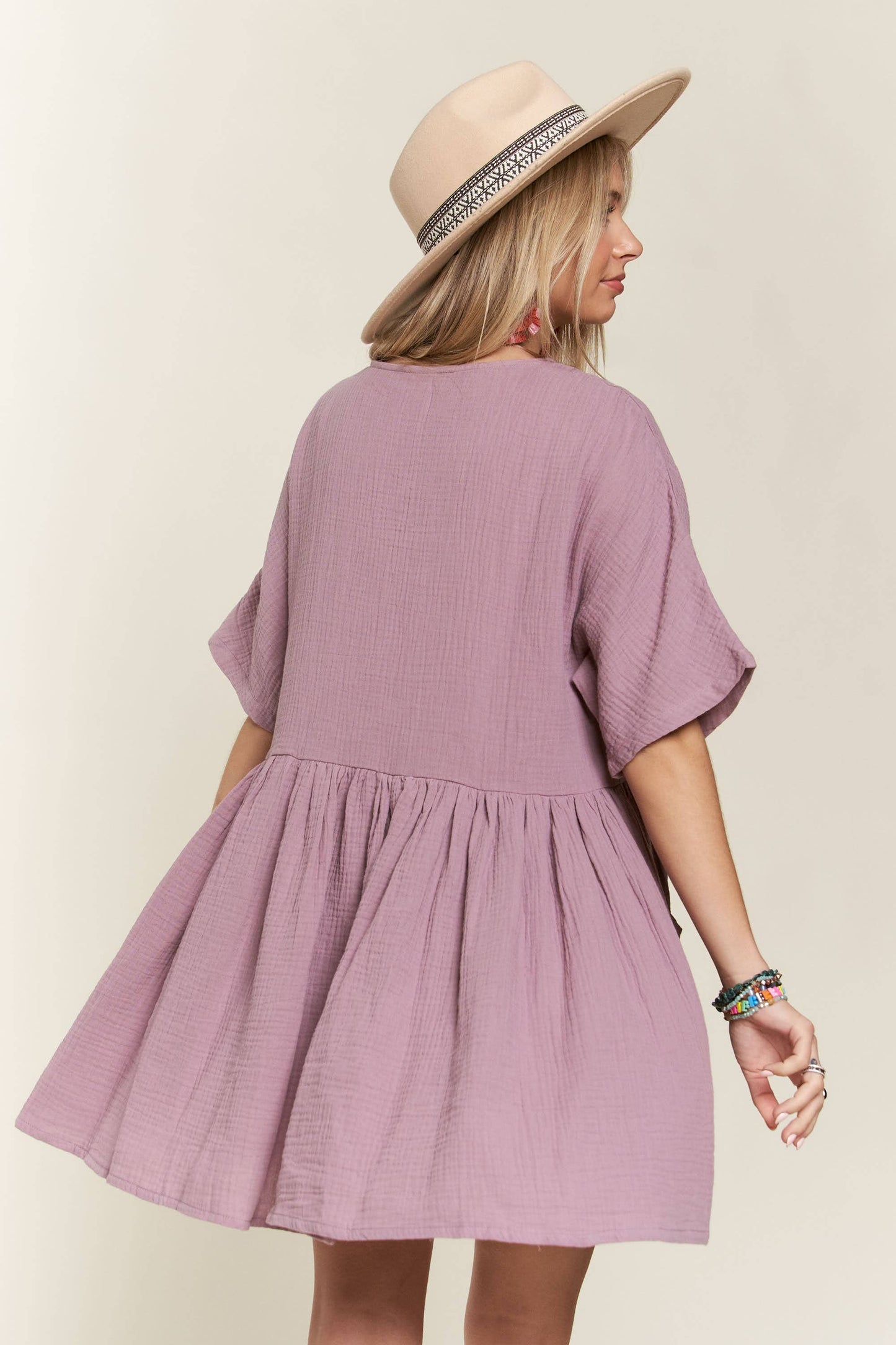 Junia Button Down Babydoll Dress | Dusty Lilac