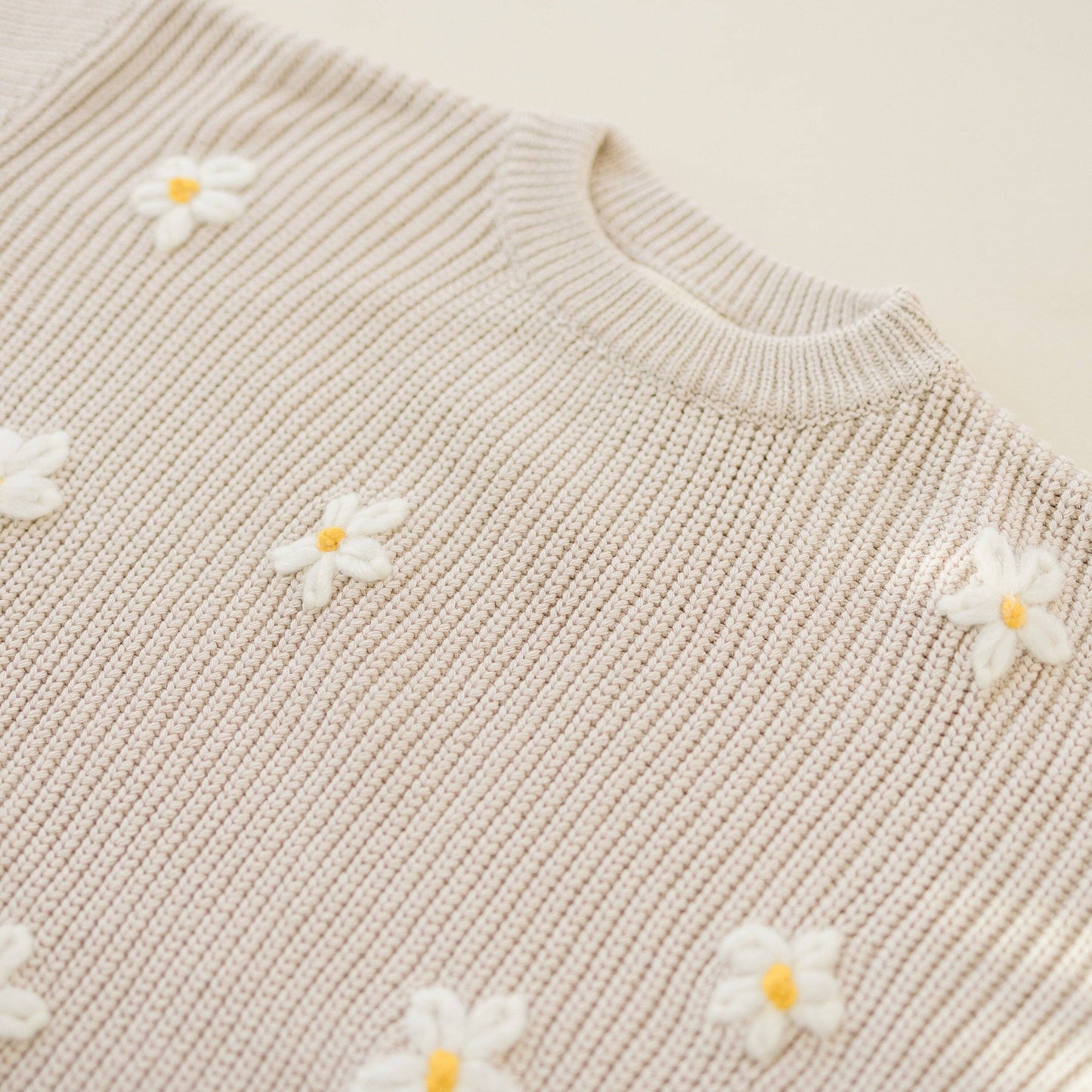 Daisy Hand Embroidered Chunky Knit Sweater