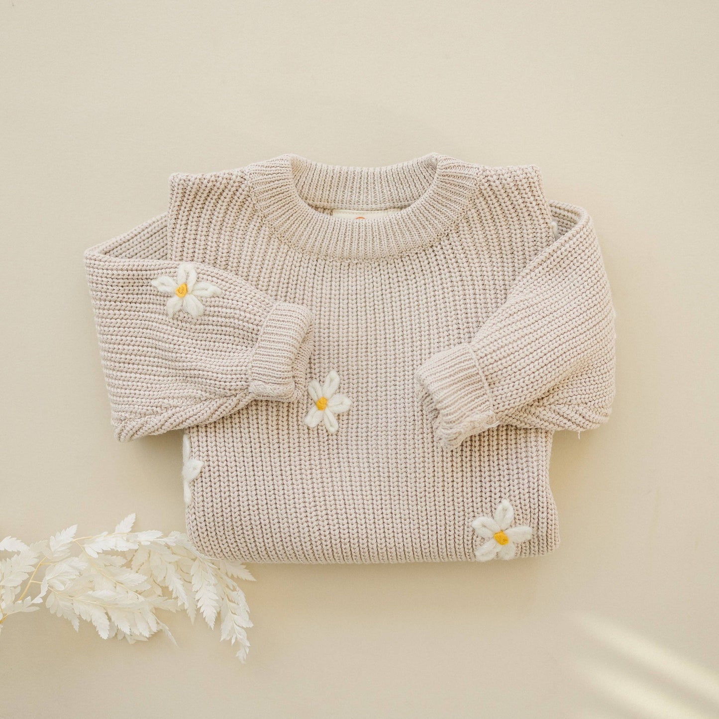 Daisy Hand Embroidered Chunky Knit Sweater